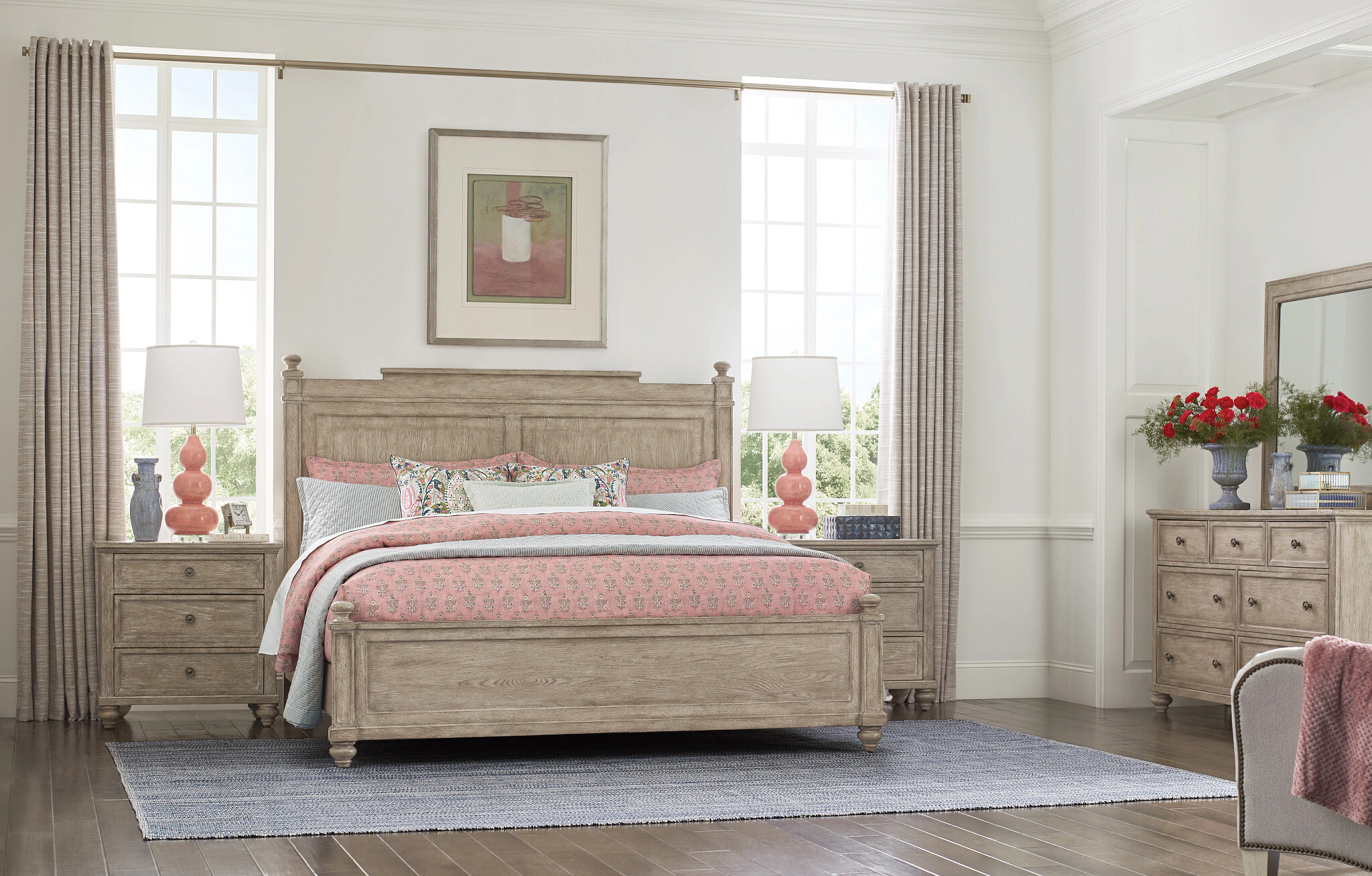 Cambric Sova Wood Panel Bed, California King Size