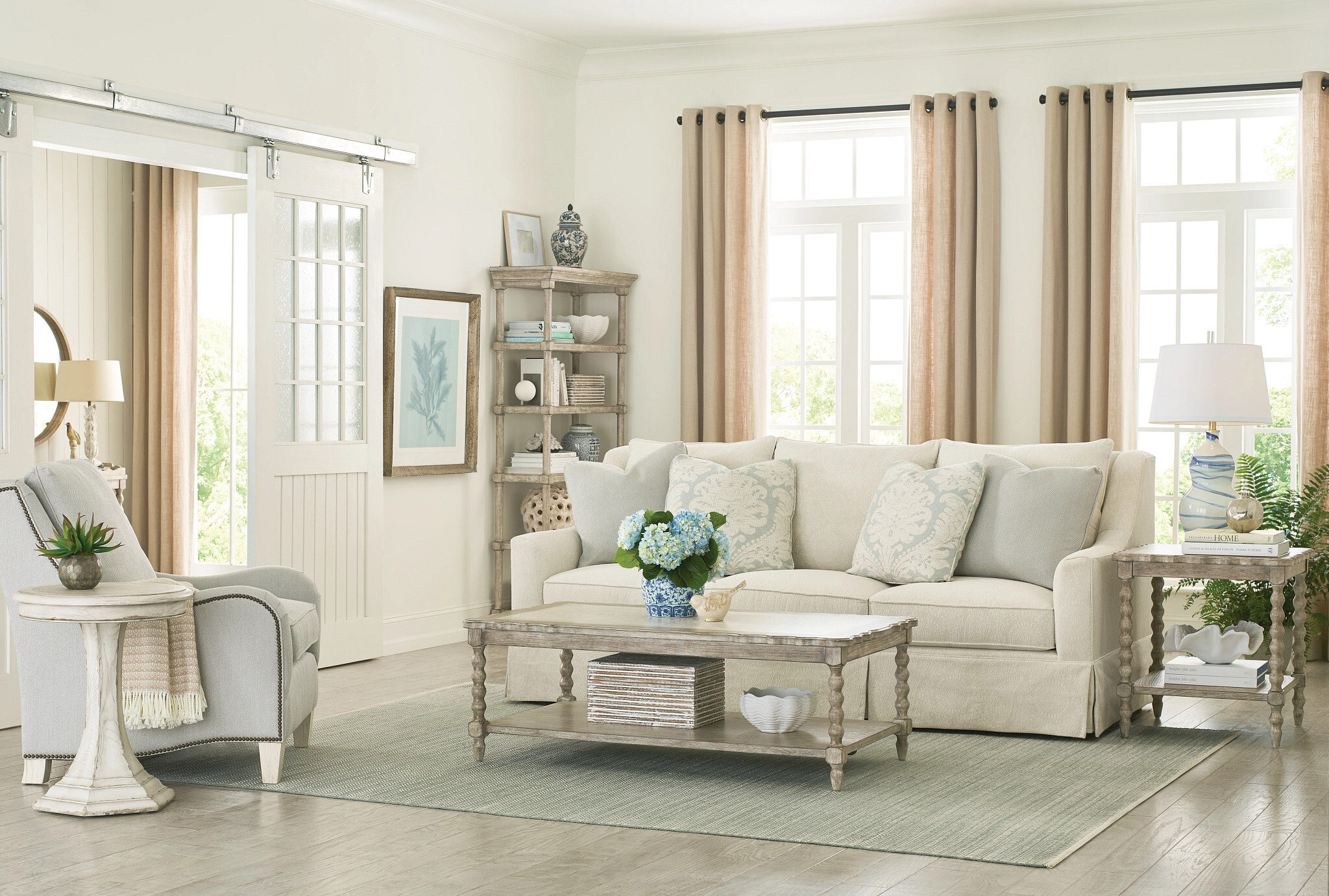 Cambric Batiste Rectangular Wood Coffee Table