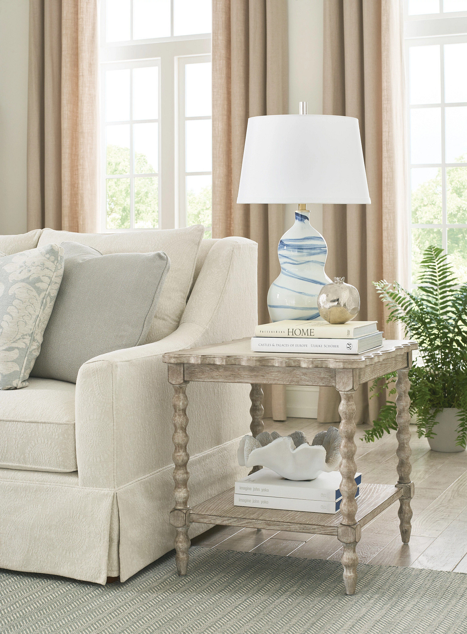 Cambric Batiste Square Wood End Table