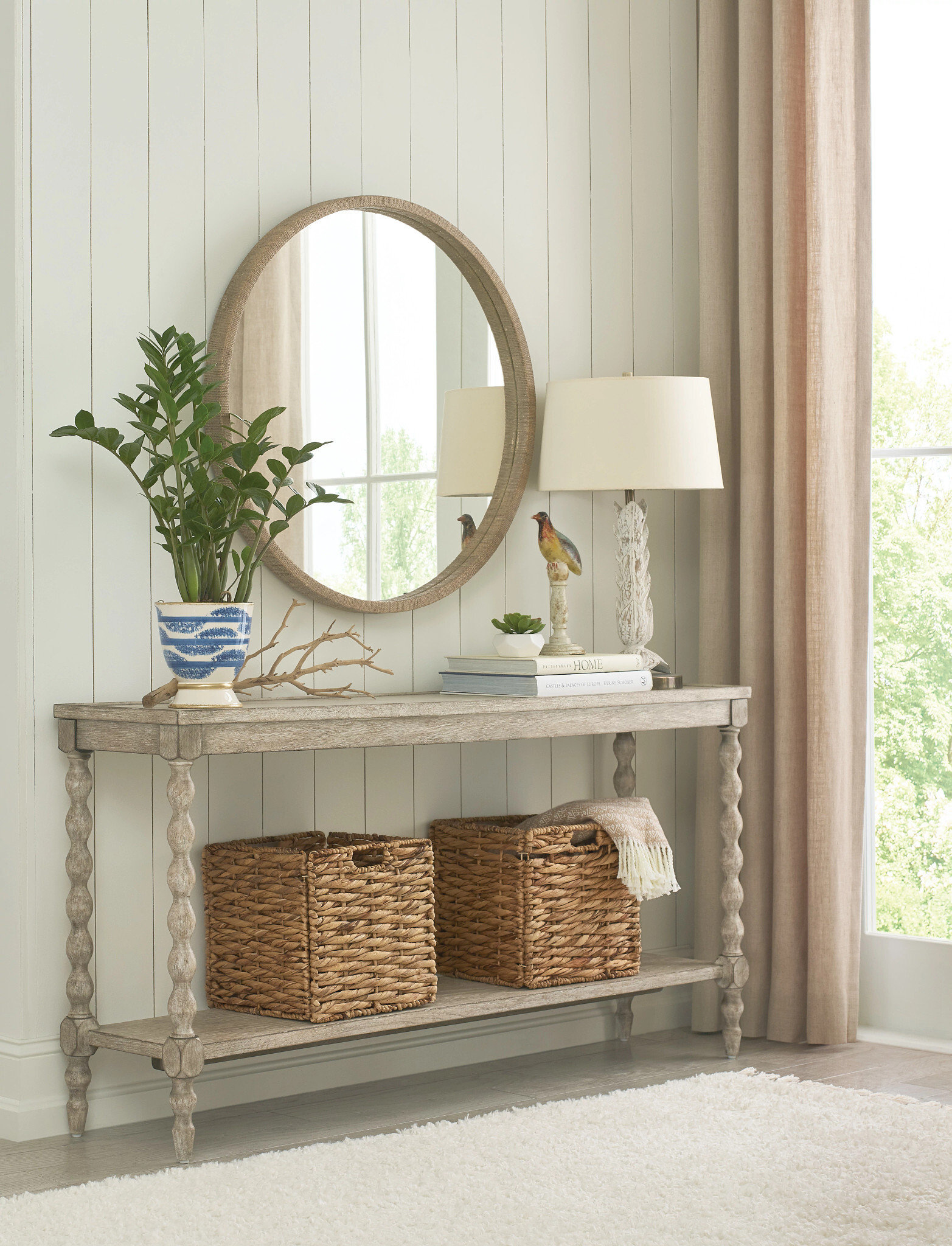 Cambric Batiste Rectangular Wood Console Table