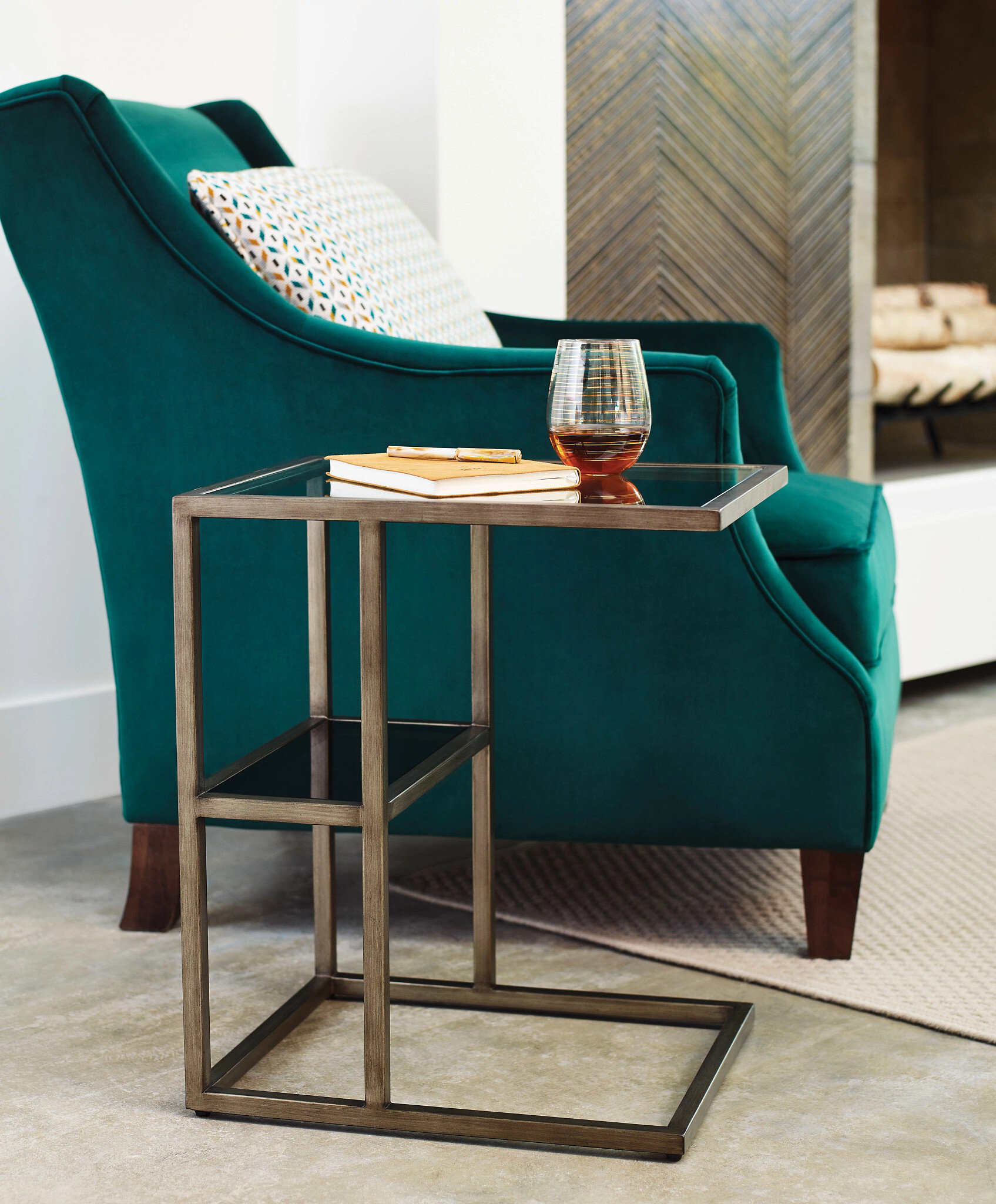 Accent Table with Glass Top