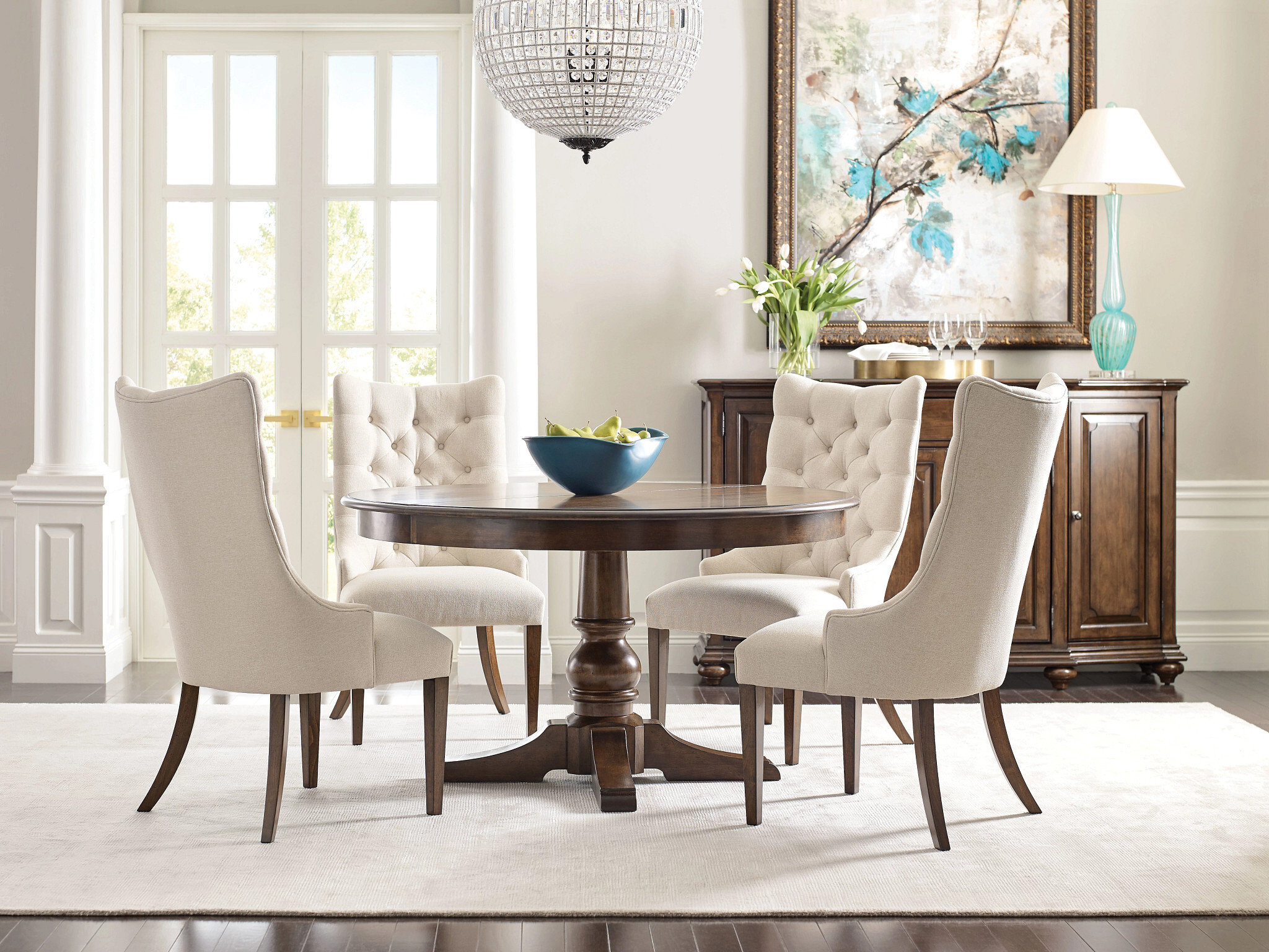 Commonwealth Byron Round Wood Extendable Dining Table