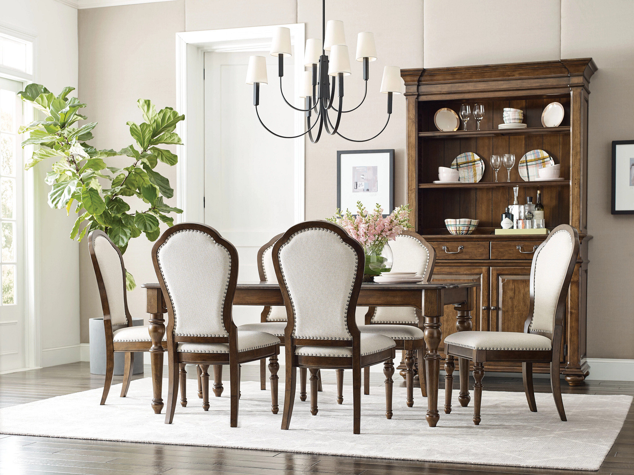 Commonwealth Kirkman Wood/Fabric Upholstered Back Side Chair