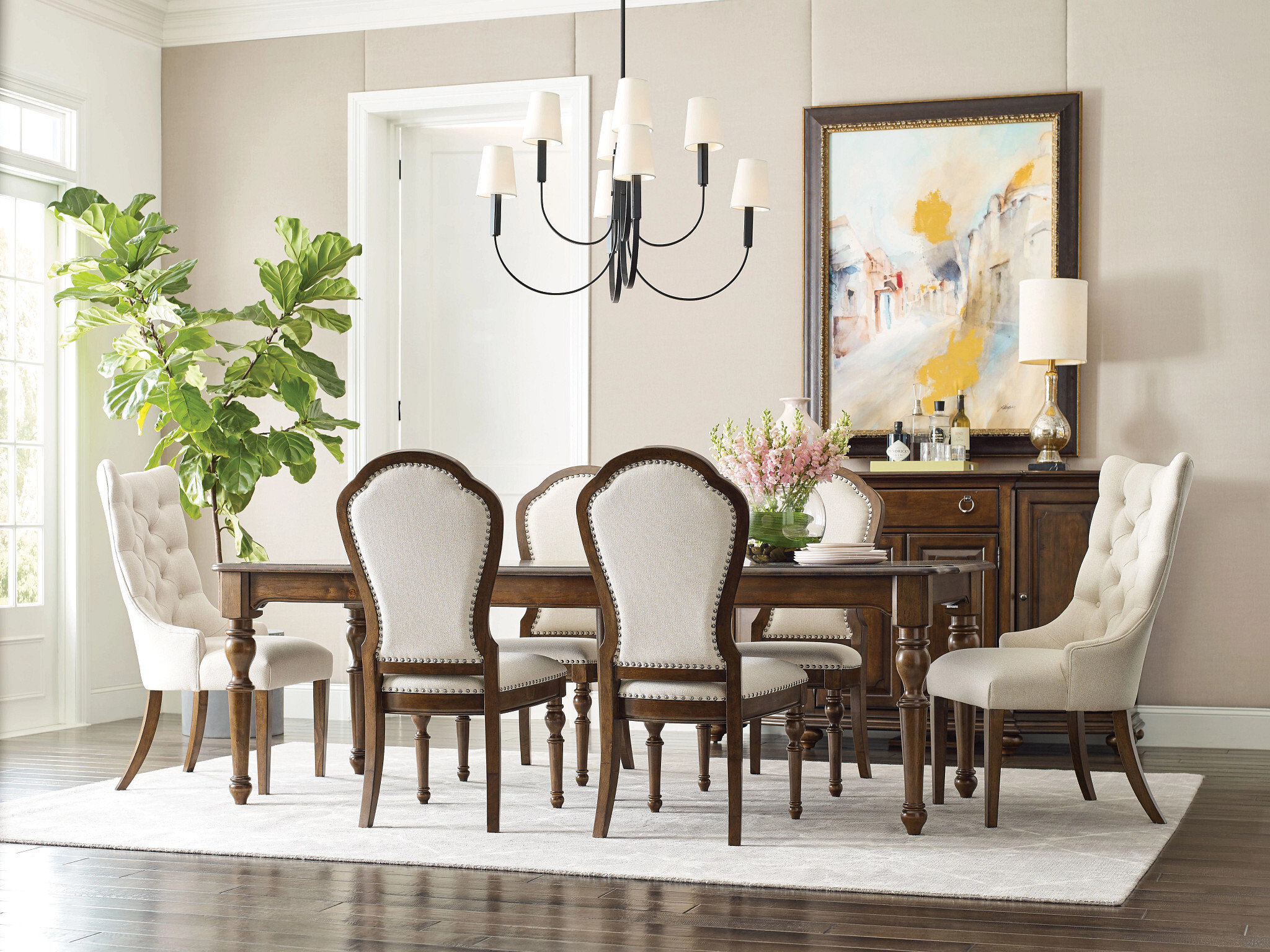 Commonwealth Higgins Wood/Fabric Upholstered Host Chair