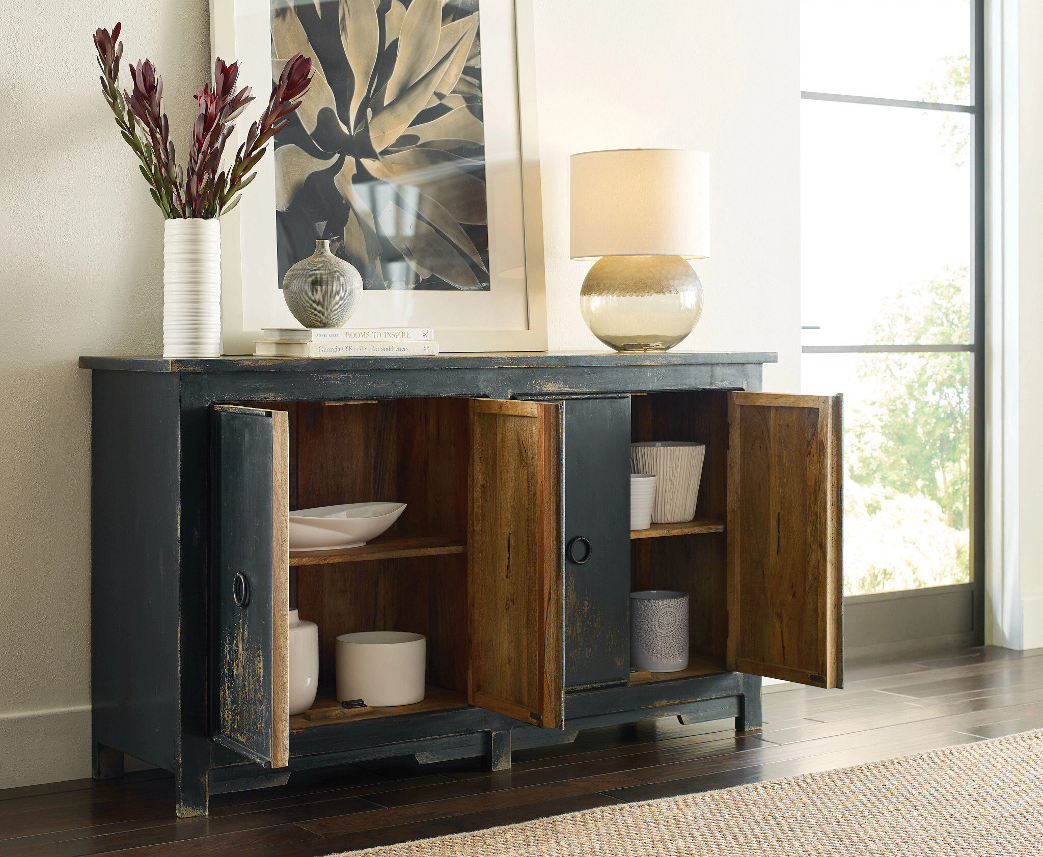 Hidden Treasures Wood 4-Door Console 