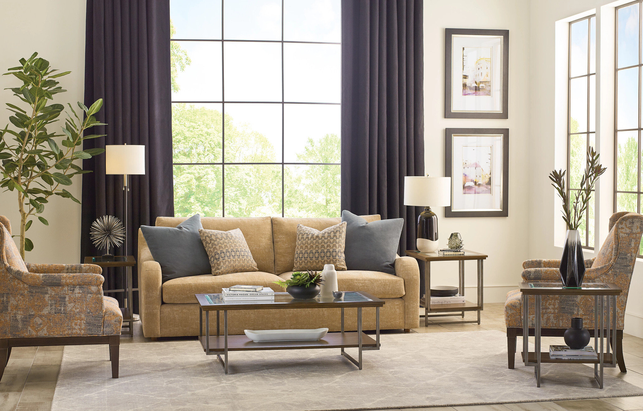 Hammary Ingrid Rectangular Wood Living Room Coffee Table