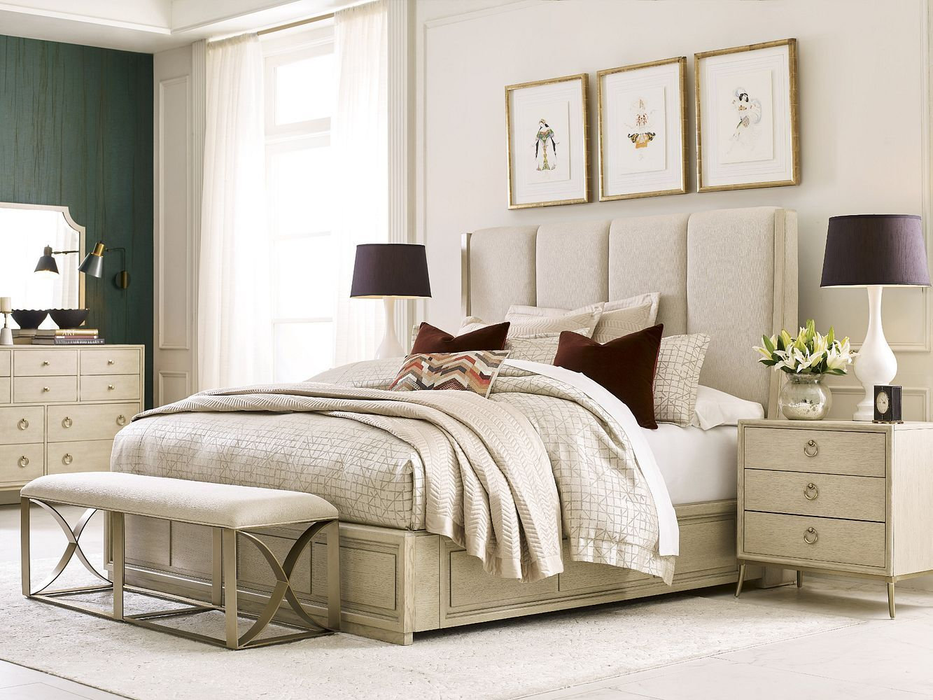 Lenox Siena Fabric/Wood/Metal Platform Bed, King Size