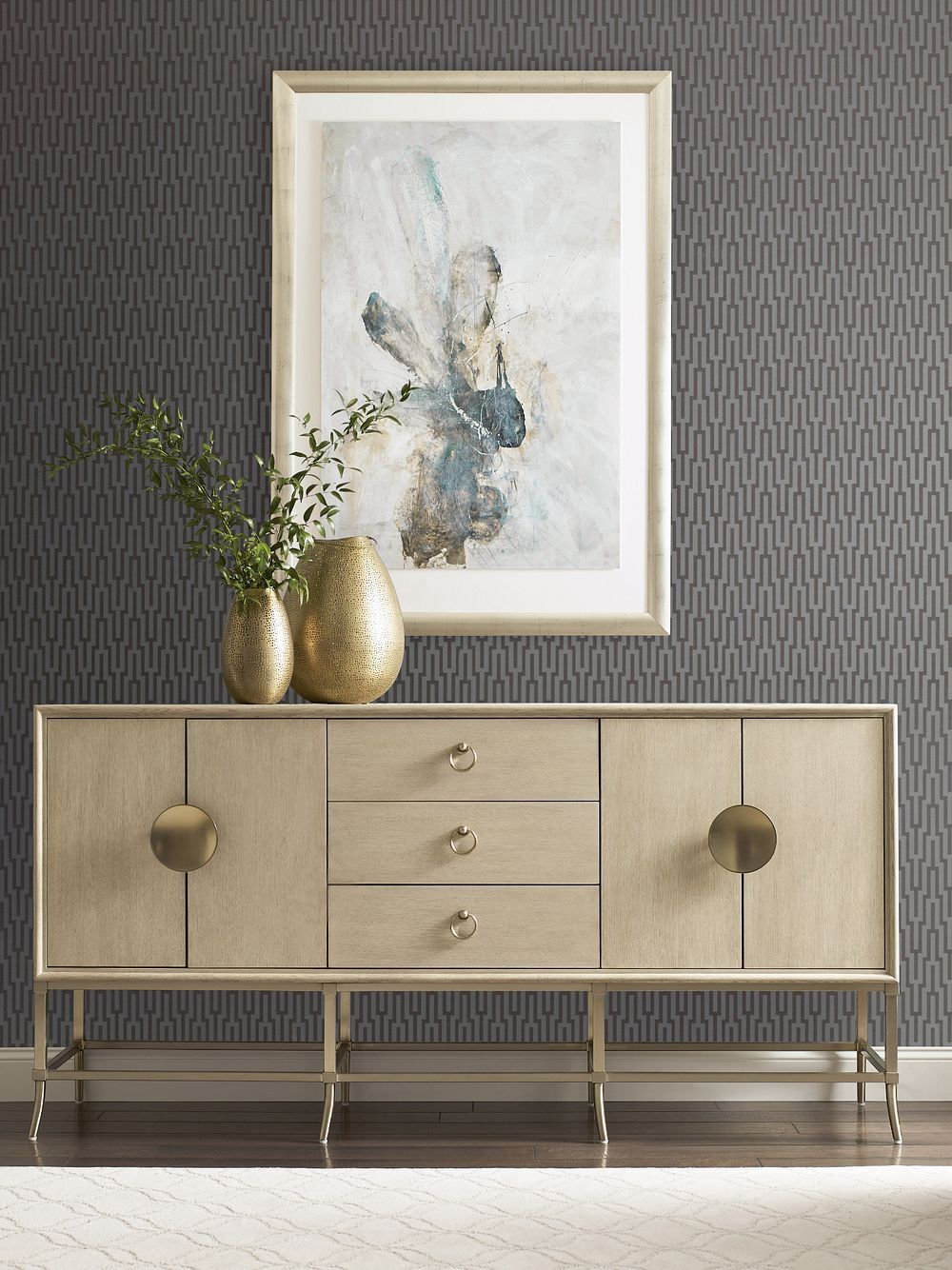 Lenox Carrera Wood/Metal Sideboard w/4 Doors & 3 Drawers