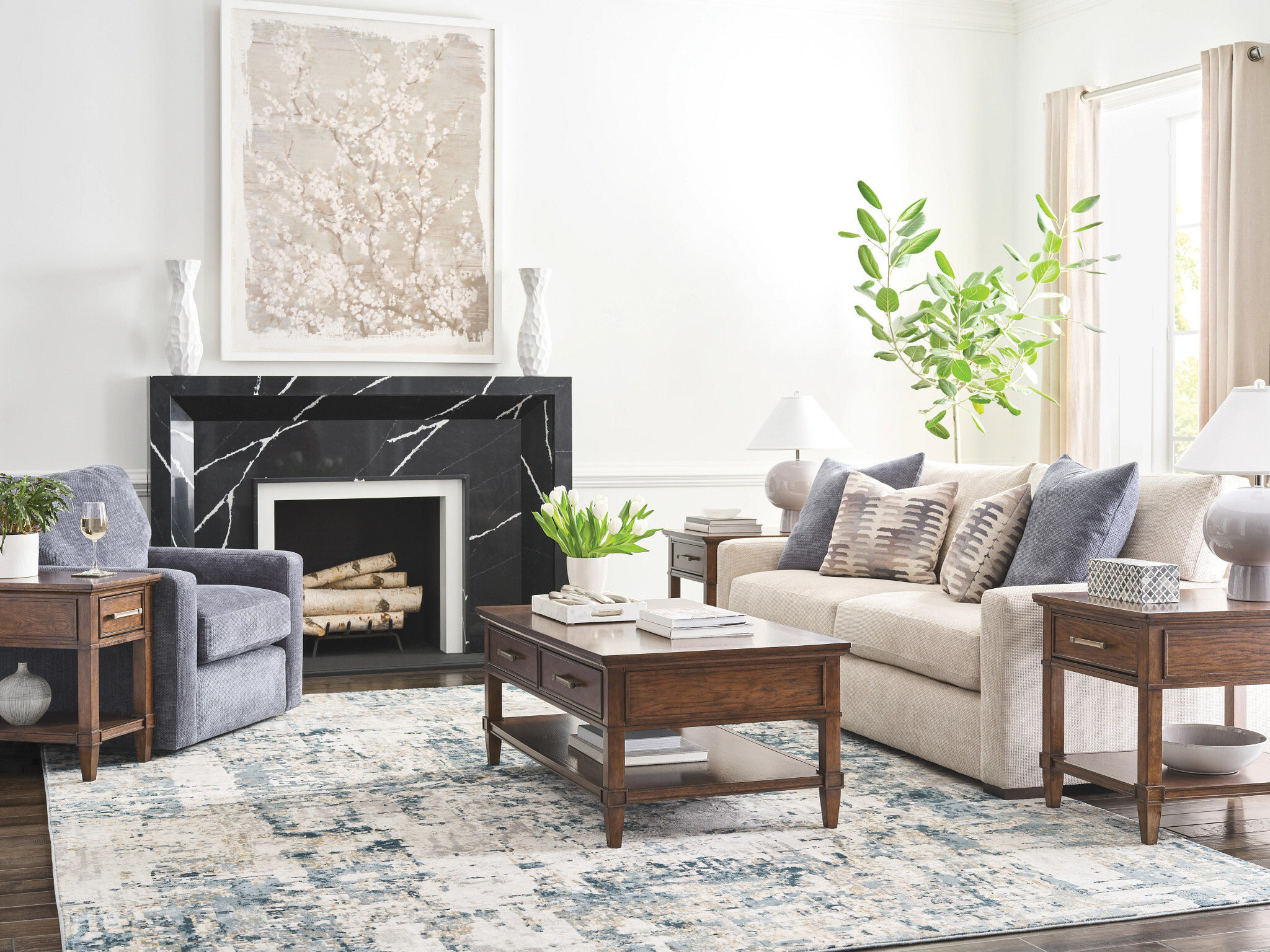 Hammary Wood Living Room Coffee Table w/2 Drawers