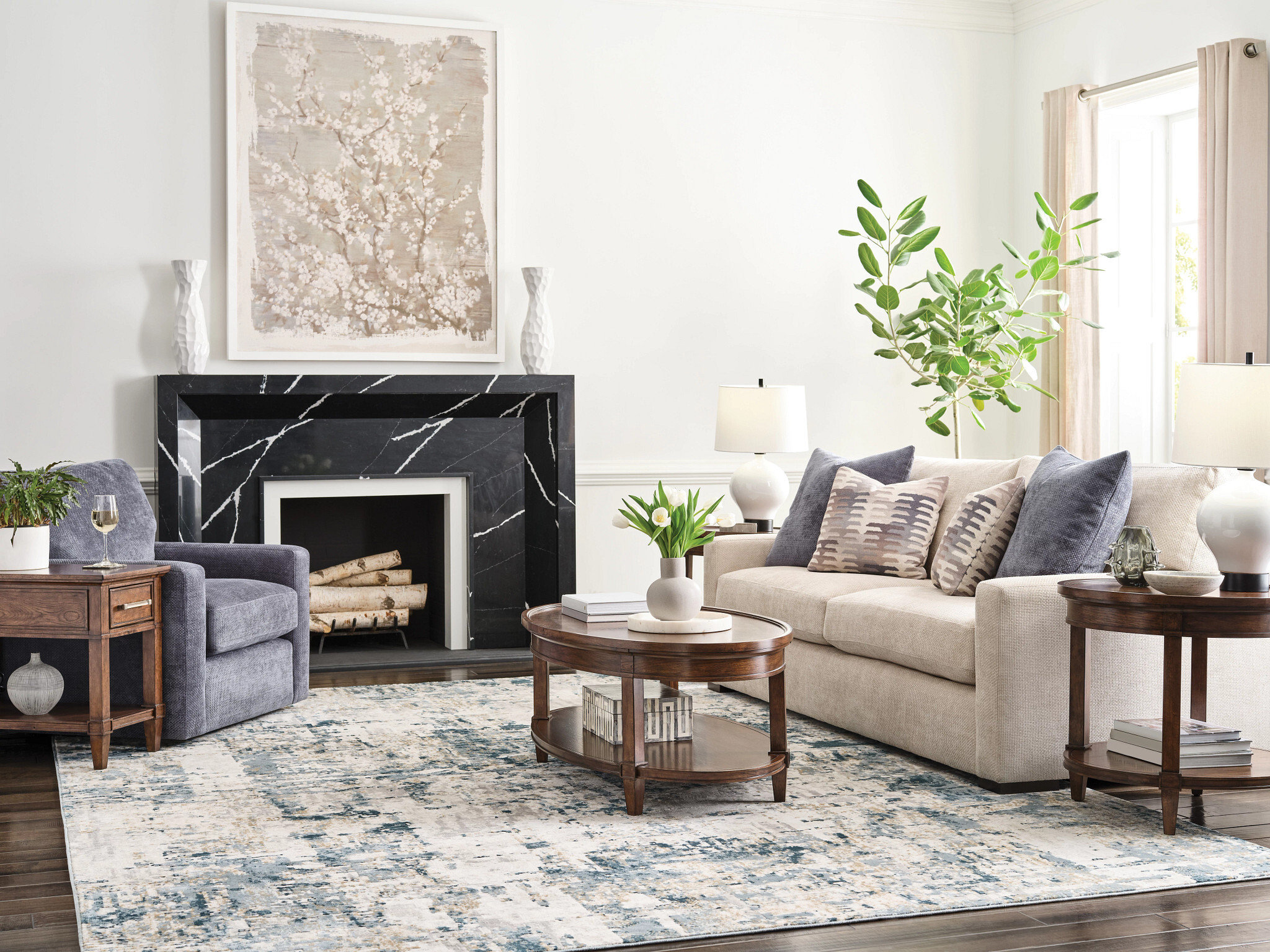 Hammary Longham Oval Wood Living Room Coffee Table