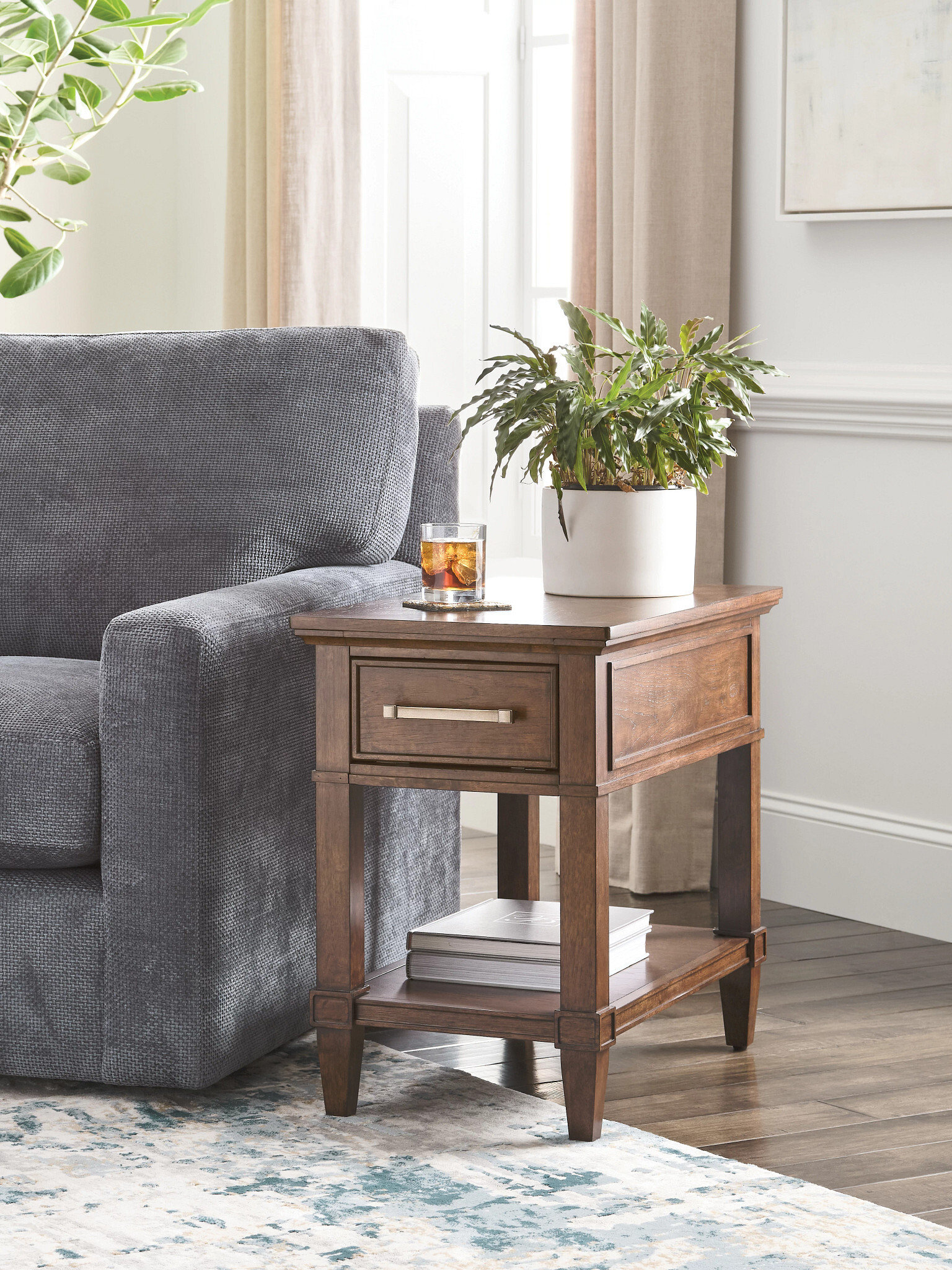 Living Room Hammary Longham Wood Charging Chairside Table
