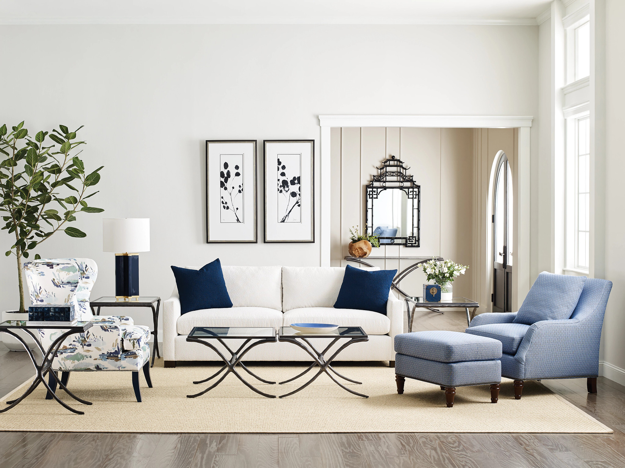 Milan Acquisitions Bunching Rectangular Metal/Glass Coffee Table Set