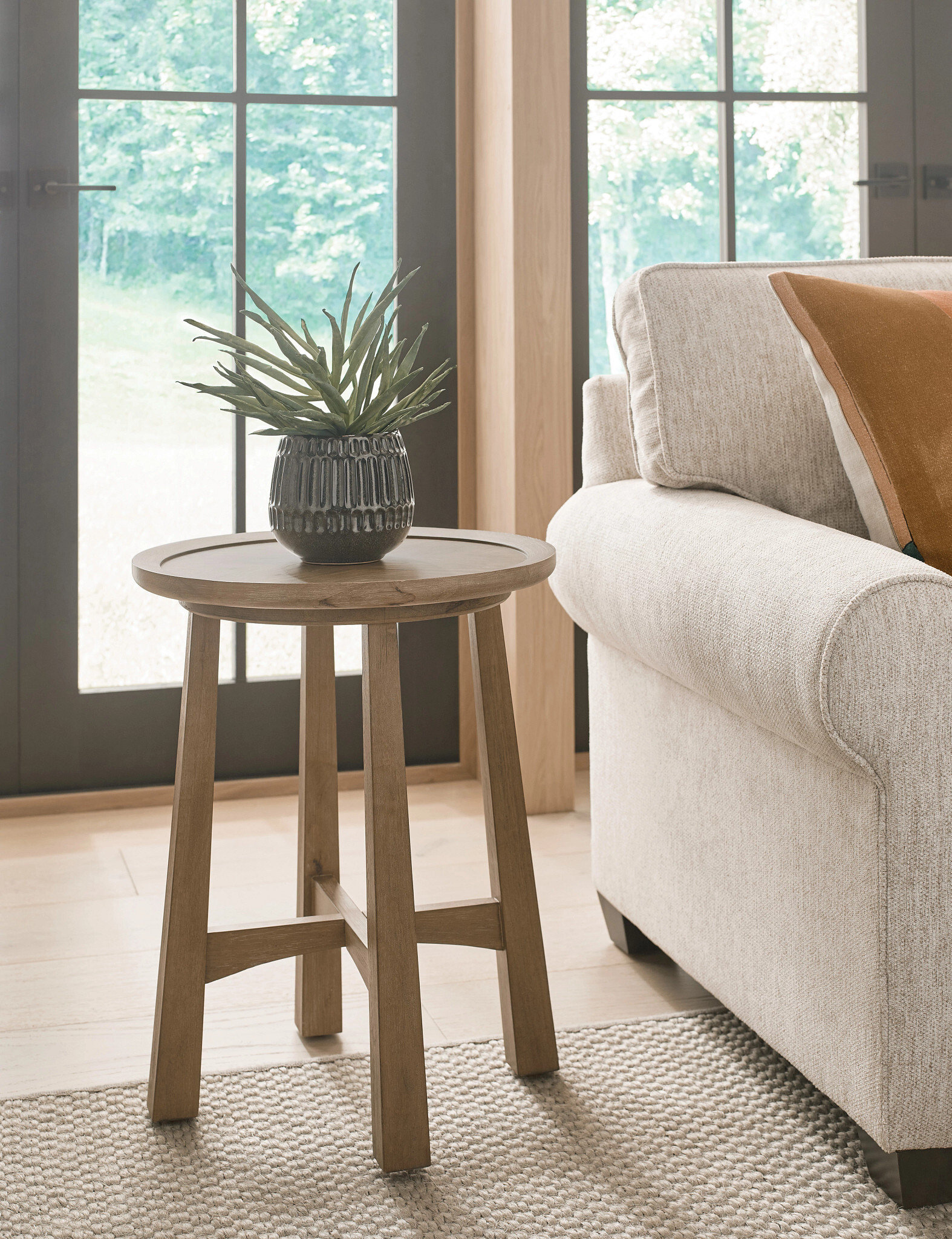 Living Room Hammary Milo Round Wood End Table