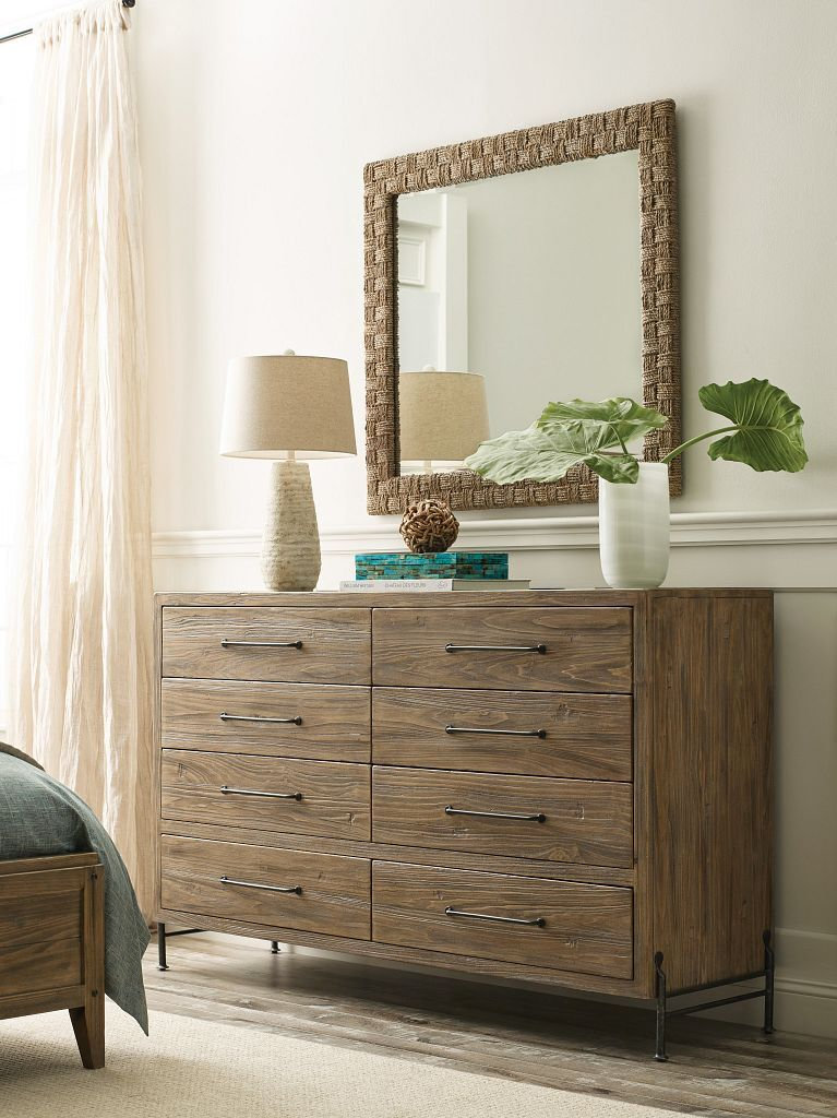 Modern Forge Rectangular Wood Woven Mirror