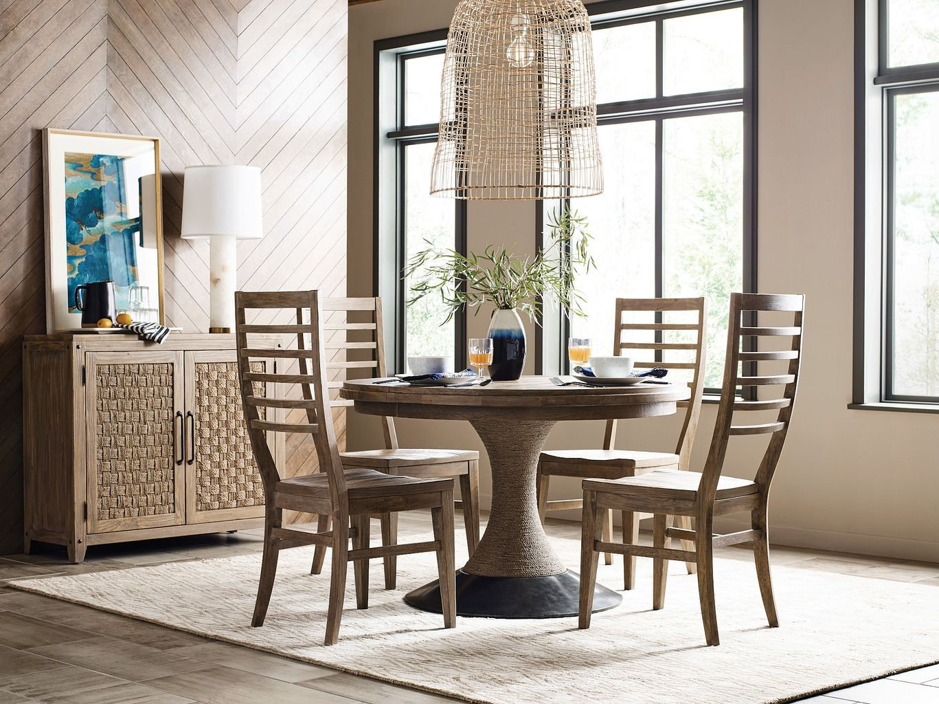 Modern Forge Lindale Round Wood Extendable Dining Table