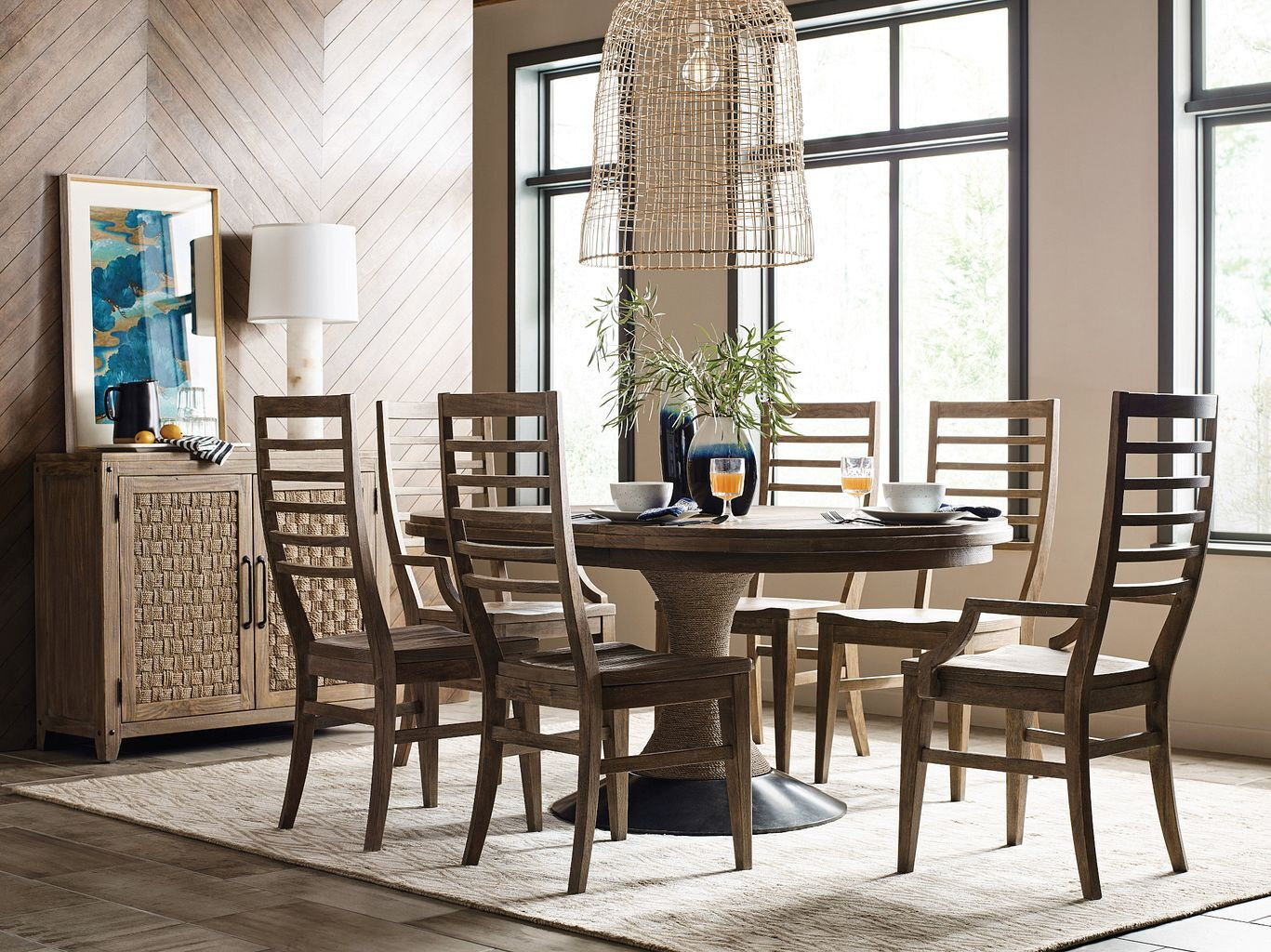 Modern Forge Canton Wood Ladder Back Arm Chair