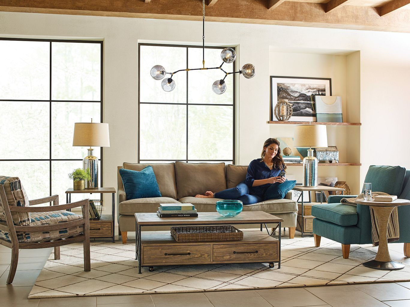 Modern Forge Rectangular Wood 2-Drawer Coffee Table