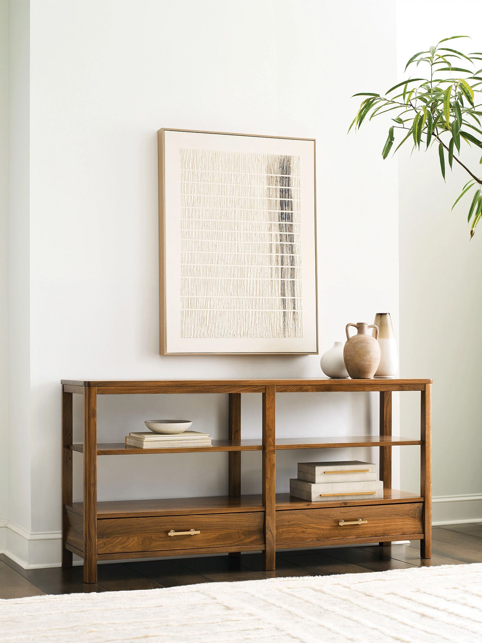 Monogram Boca Rectangular Wood Console Table w/2 Drawers