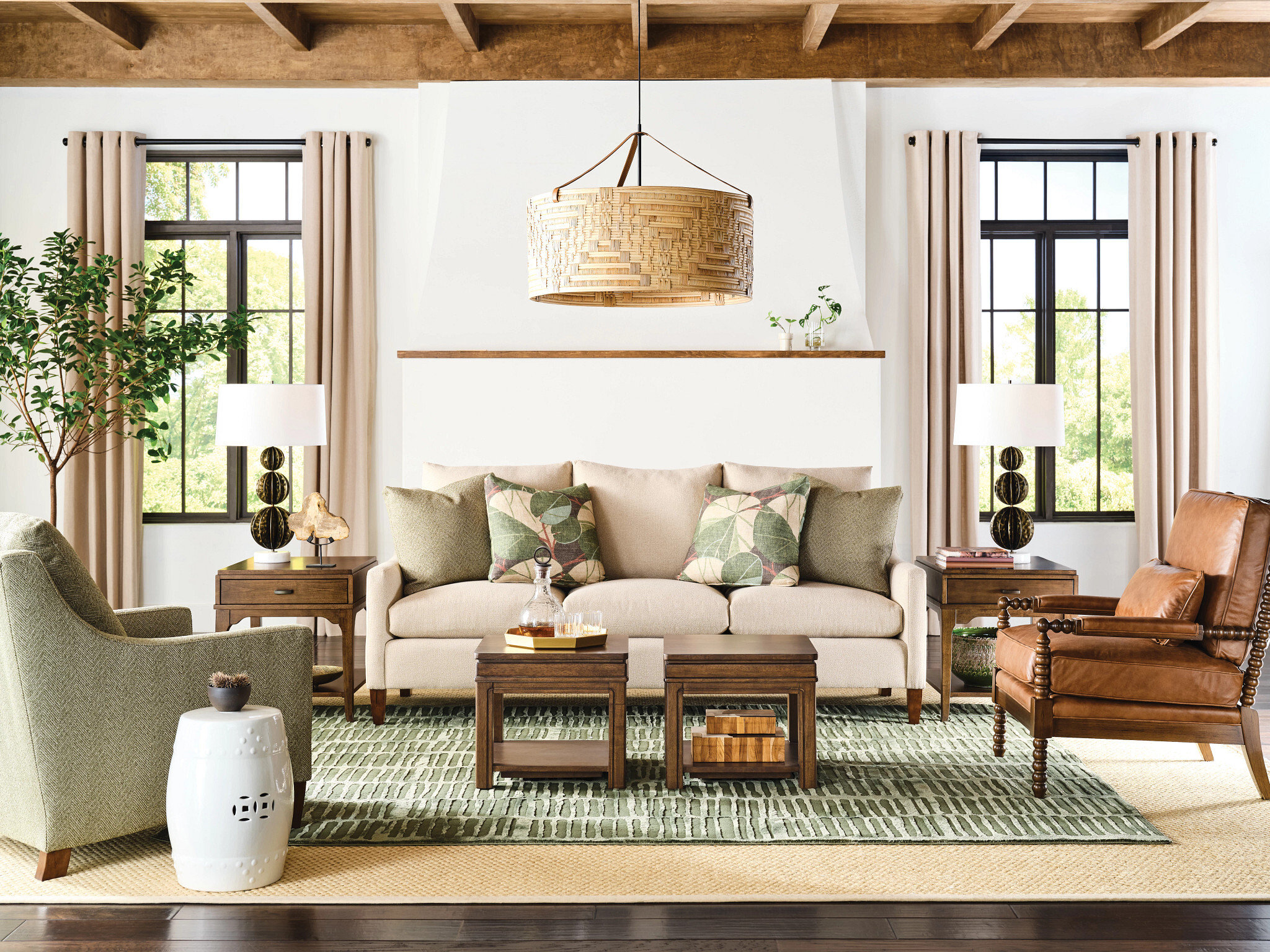 Nicolette-Hamilton 2-Piece Wood Bunching Coffee Table