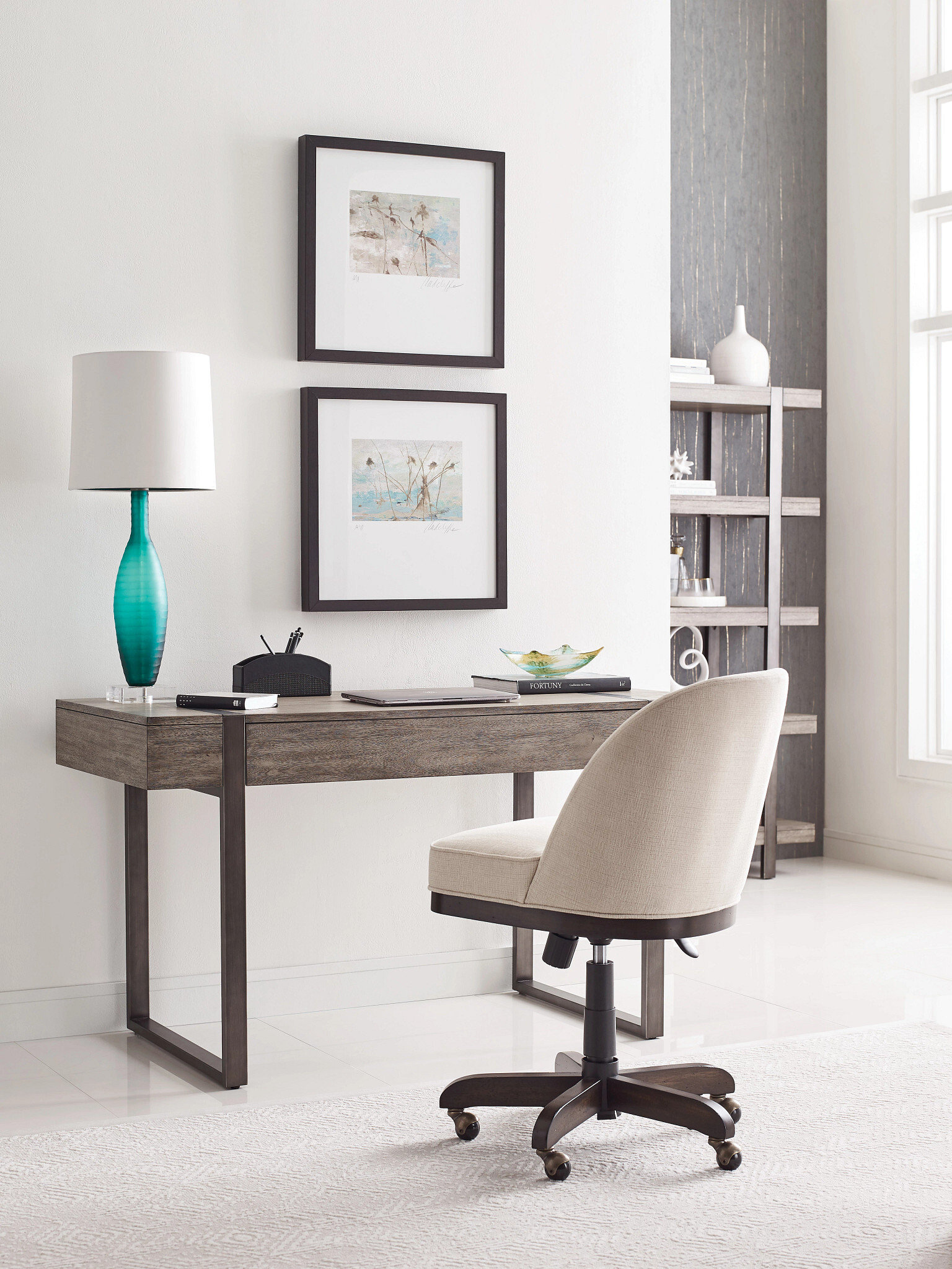 Hidden Treasures Leah Fabric/Wood Adjustable Desk Chair