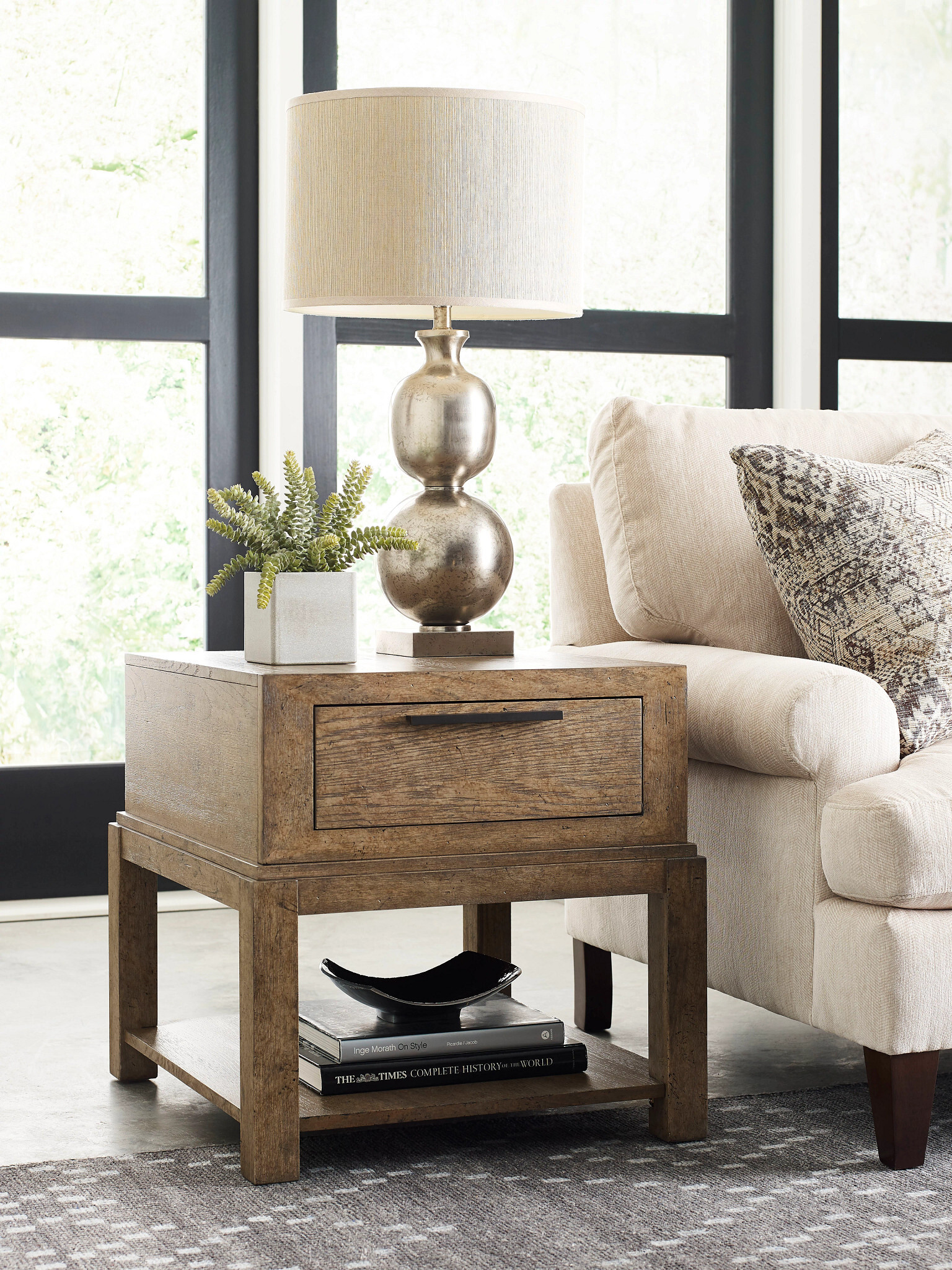 Skyline Evan Rectangular Wood End Table w/Drawer