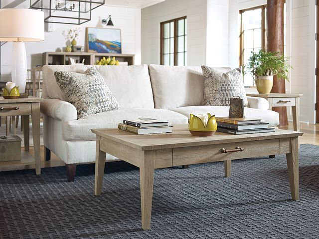 Symmetry Collins Rectangular Wood 1-Drawer Coffee Table
