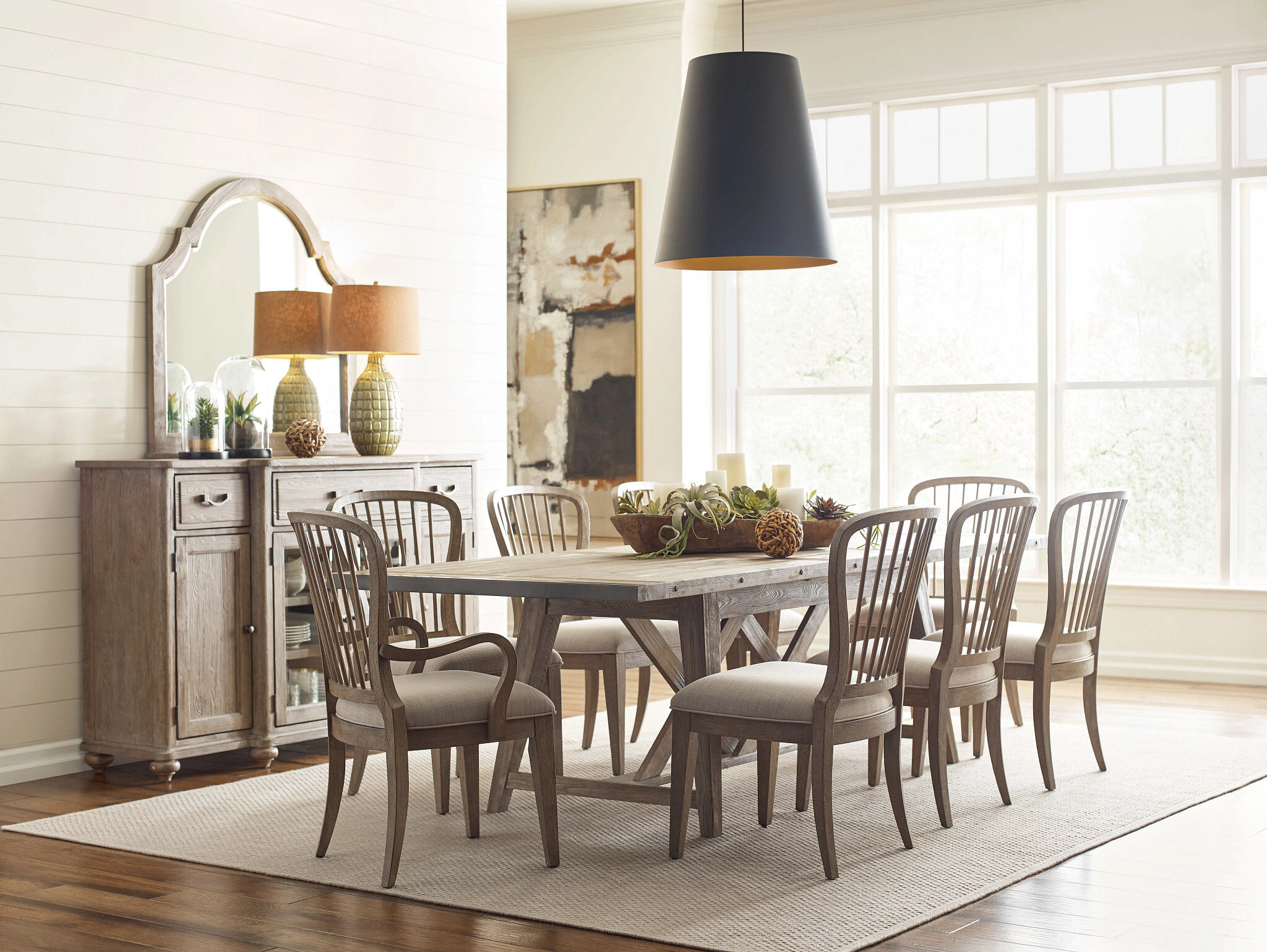 Urban Cottage Larksville Spindle Fabric/Wood Back Arm Chair