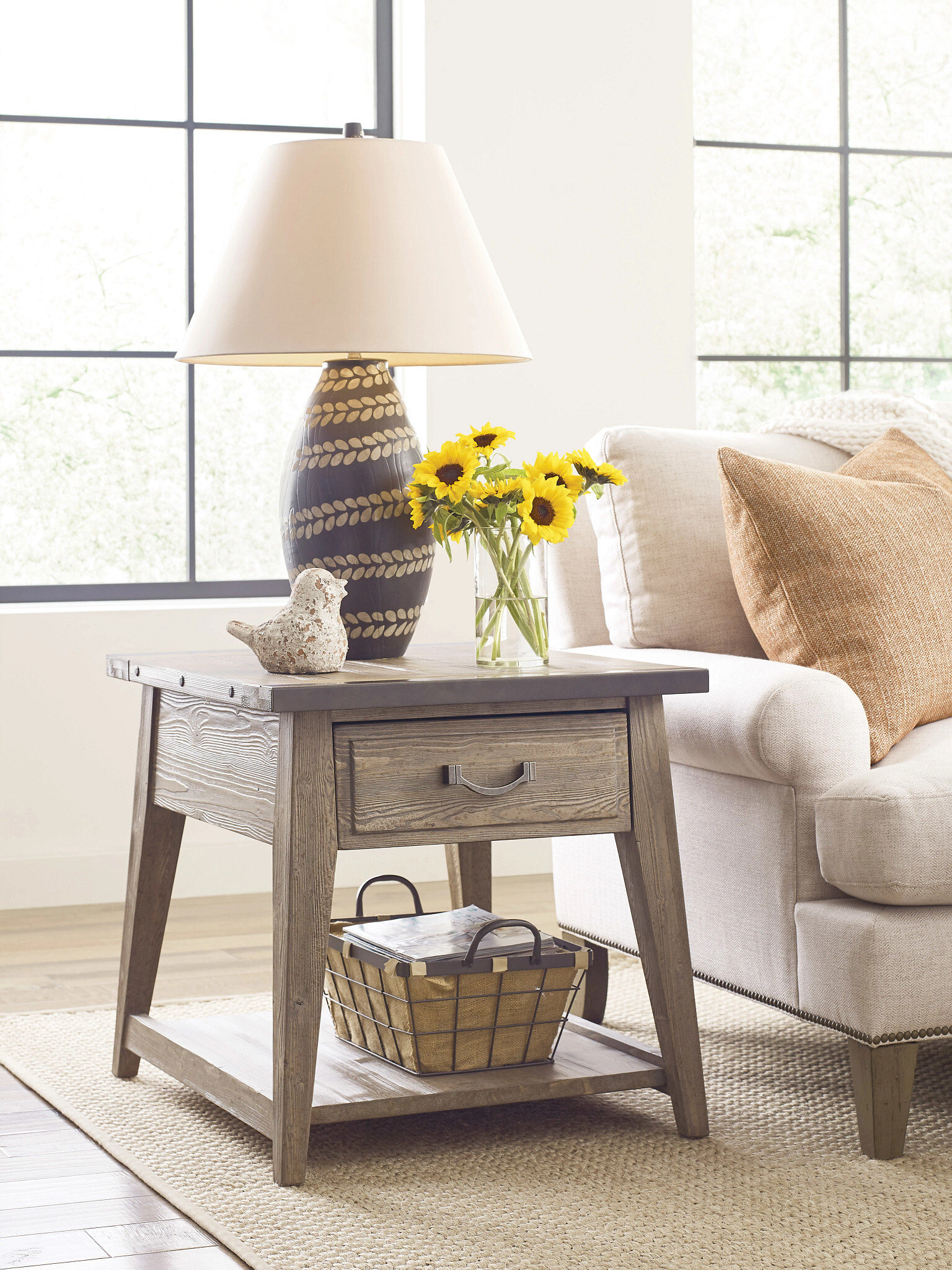 Urban Cottage Brixton Rectangular Wood End Table w/Drawer