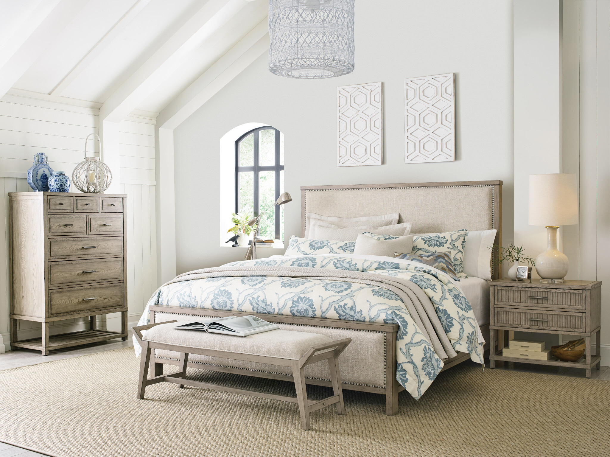 West Fork Jacksonville Fabric/Wood Panel Bed, King Size