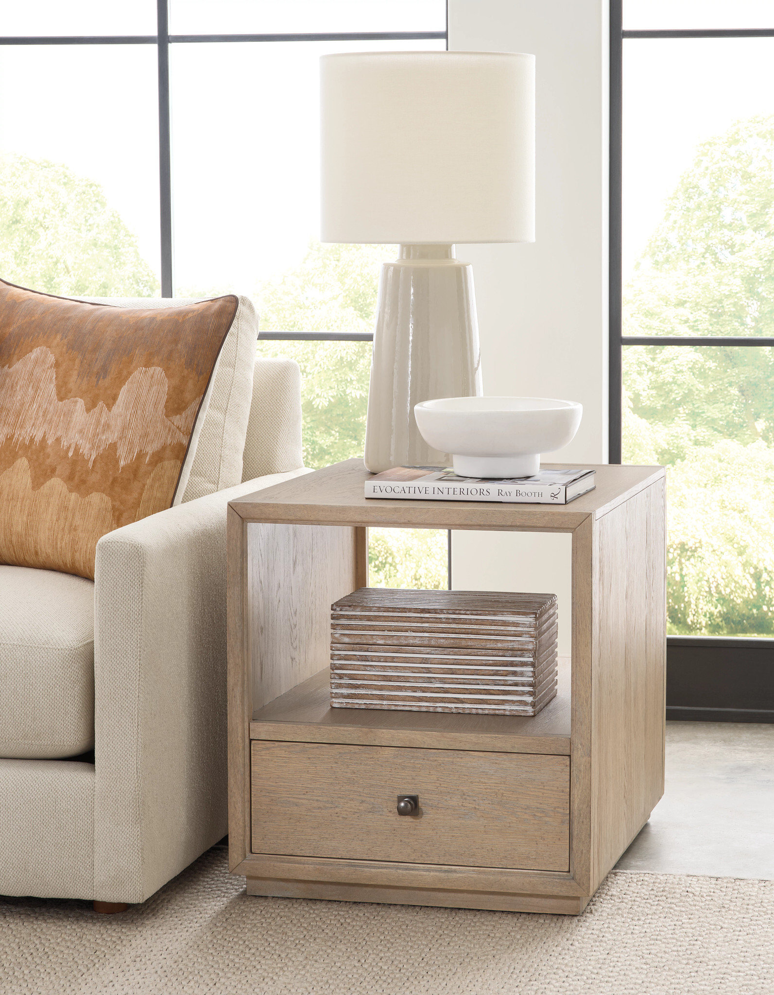 Windover Ecker Square Wood End Table w/Drawer