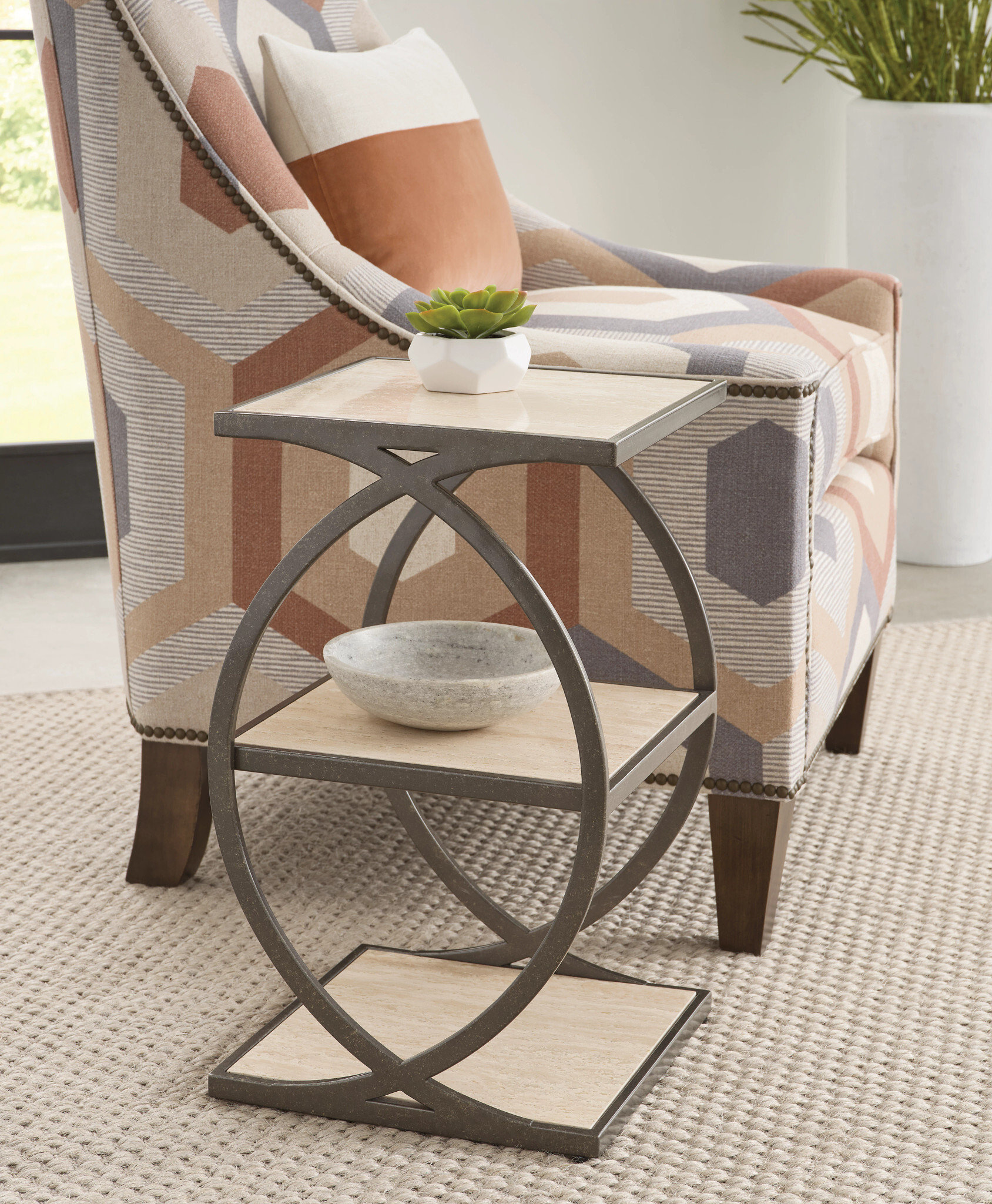 Windover Unison Square Wood/Metal Accent Table