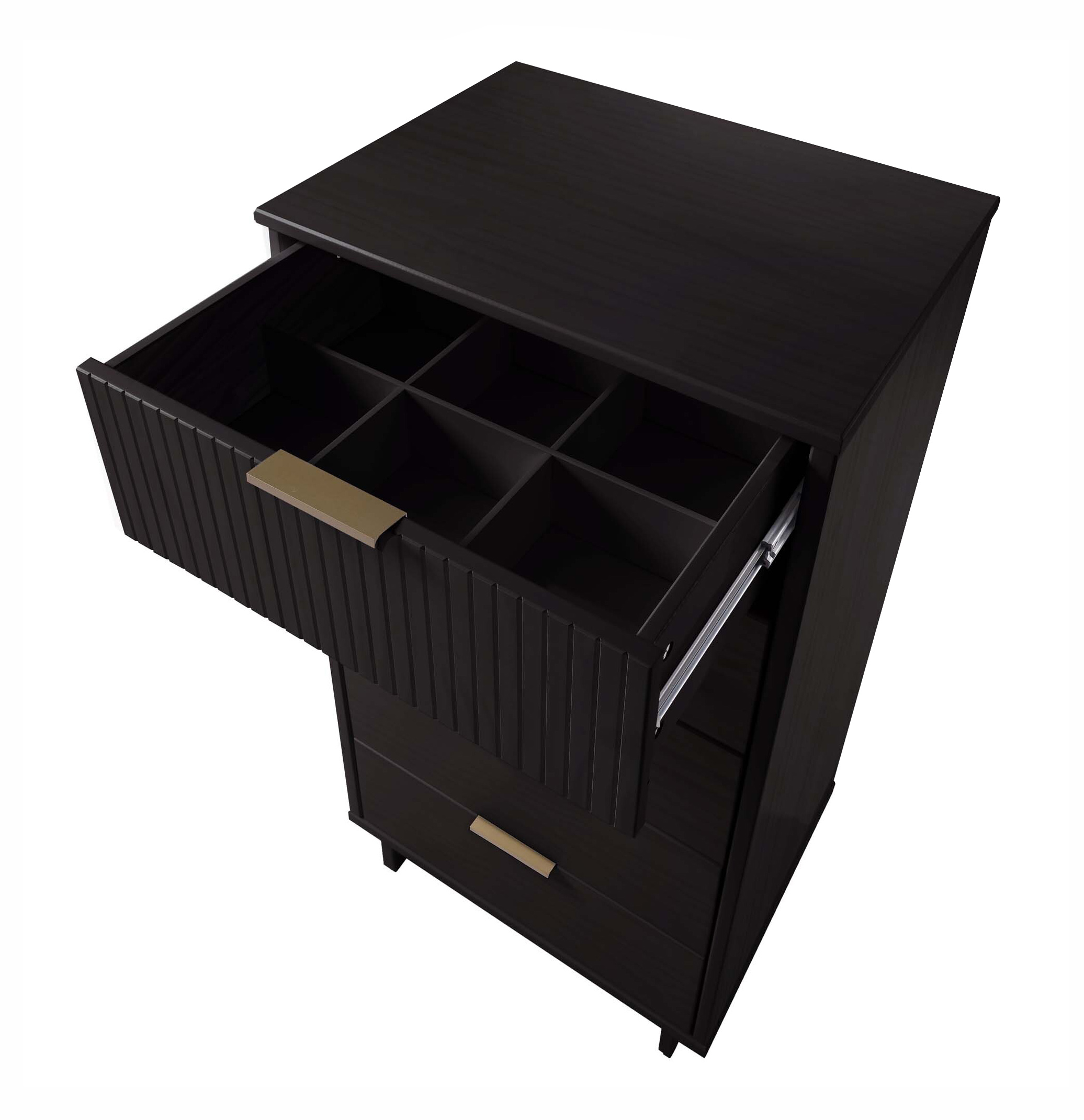 Granville W23.62-inch Tall Narrow Wood Dresser w/5 Full Extension Drawers