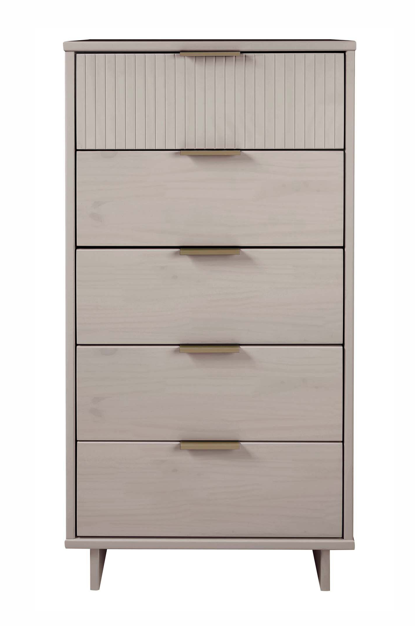 Granville W23.62-inch Tall Narrow Wood Dresser w/5 Full Extension Drawers