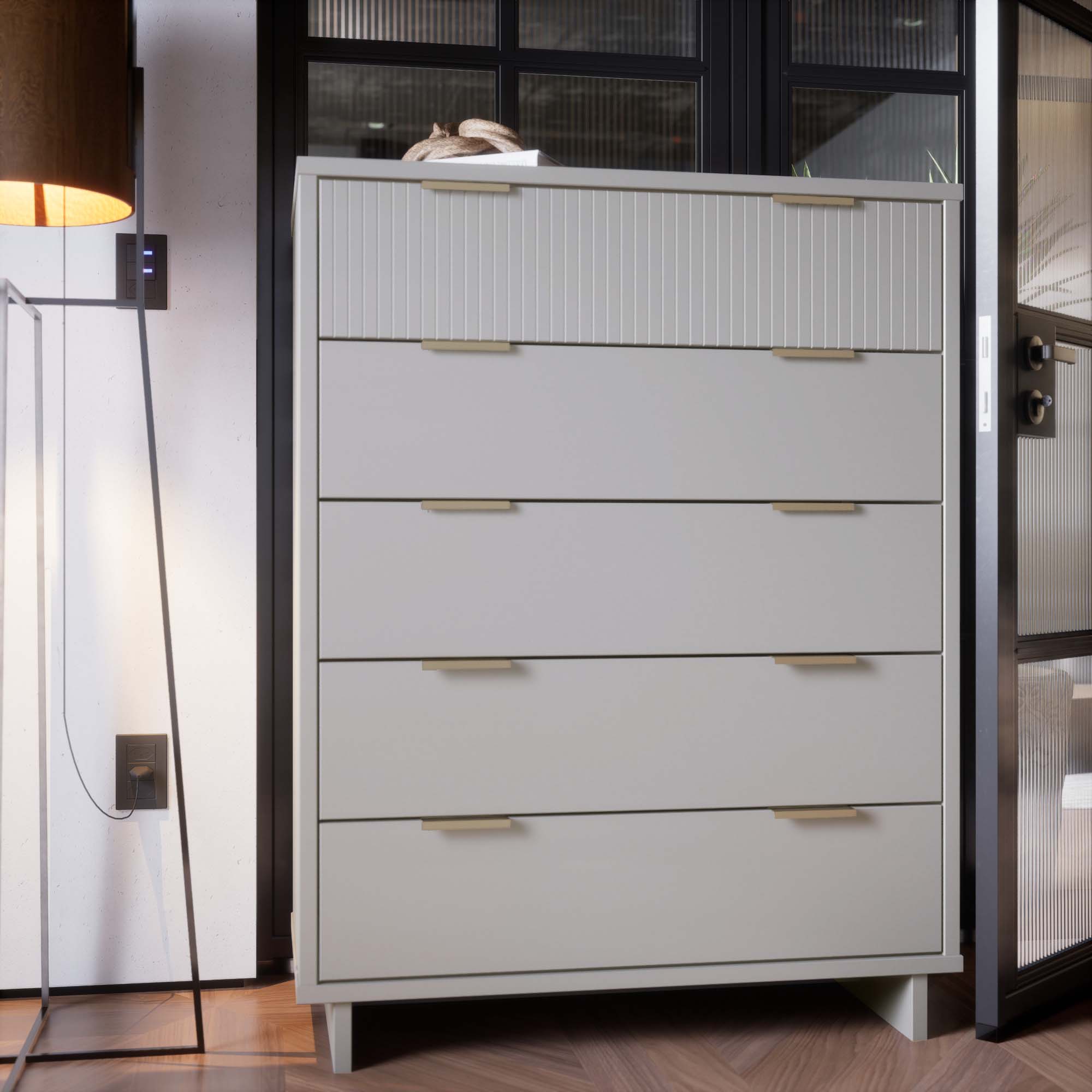 Granville 45.27-inch Tall Wood Dresser w/5 Full Extension Drawers