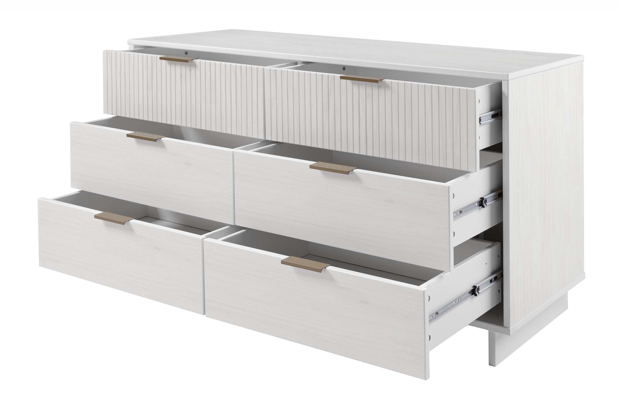 Granville 55.07-inch Wide Wood Double Dresser w/6 Full Extension Drawers