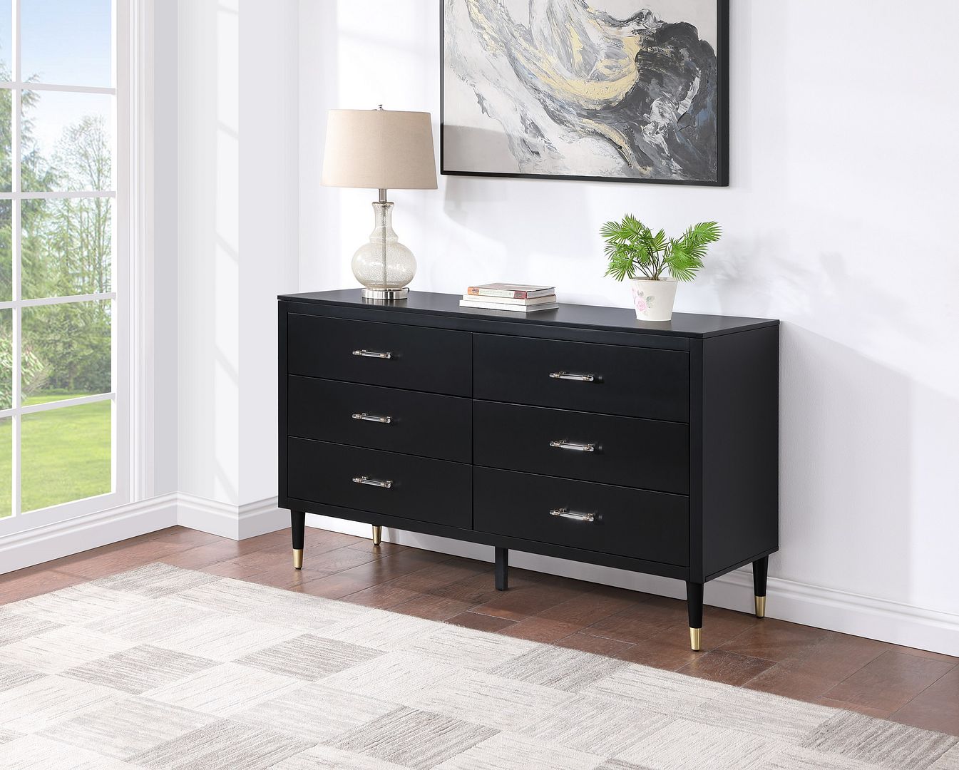 Manhattan  Stanton Wood Double Living Room Dresser, Black