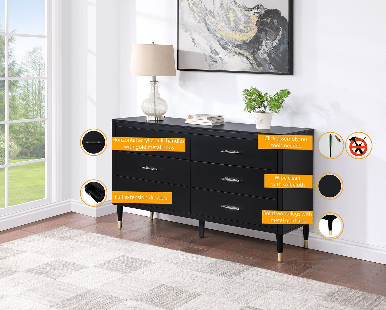 Manhattan Wood Living Room Double Dresser