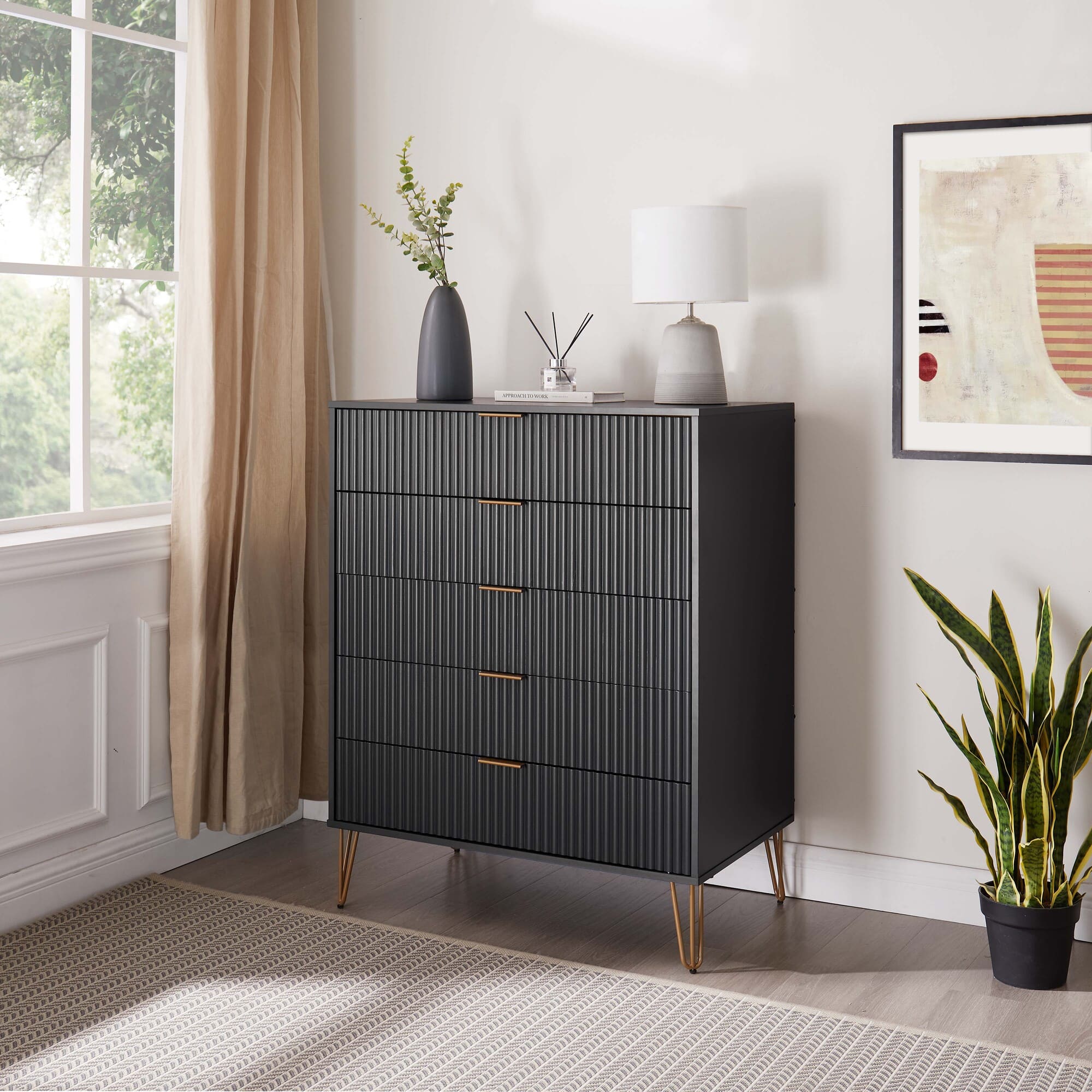 DUMBO 5-Drawer Tall MDF Dresser