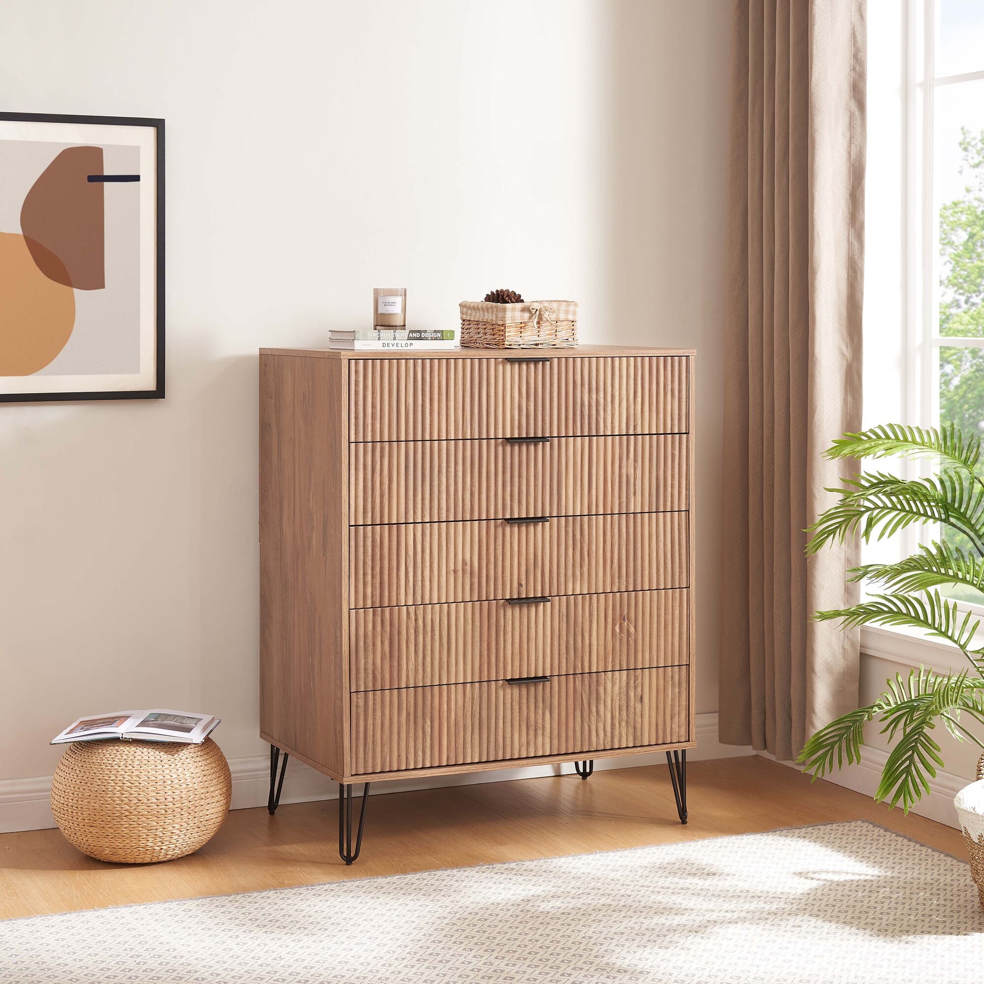 DUMBO 5-Drawer Tall MDF Dresser