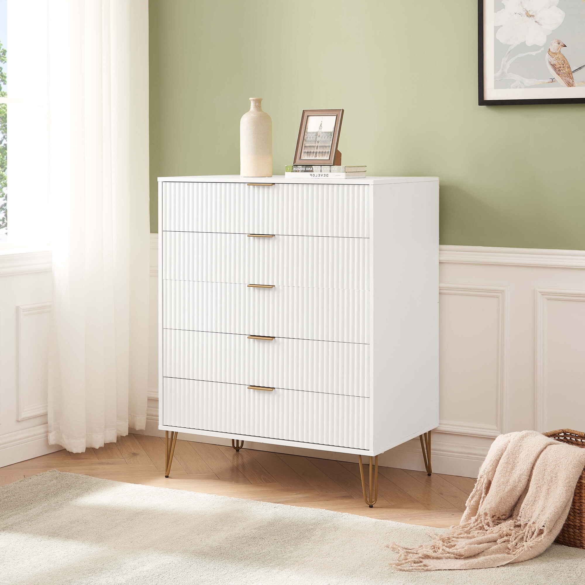 DUMBO 5-Drawer Tall MDF Dresser