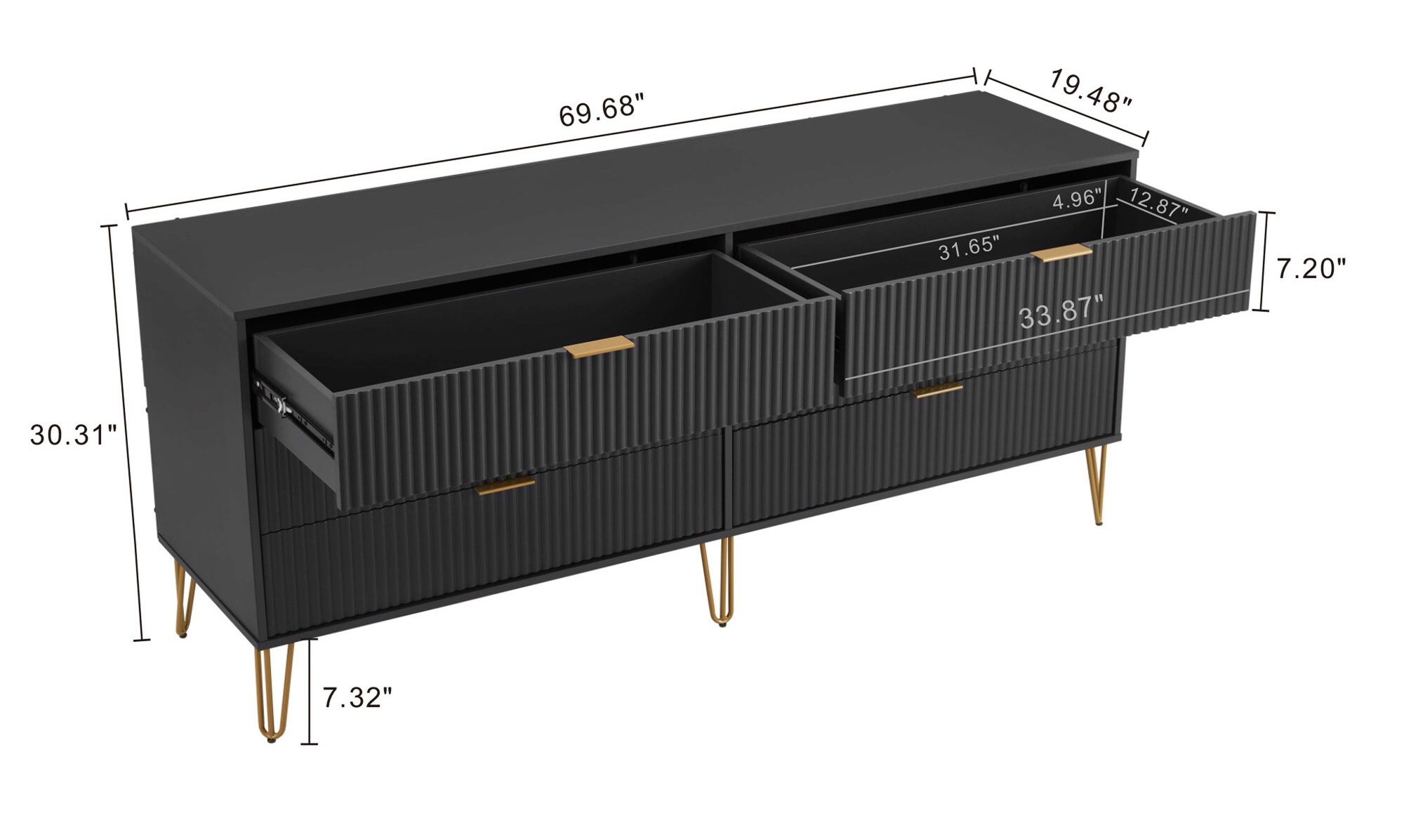 DUMBO 6-Drawer Low MDF Double Dresser