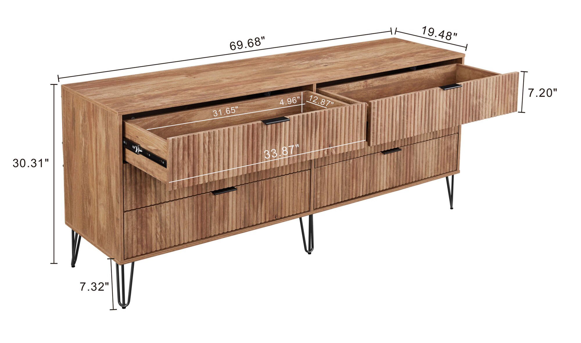 DUMBO 6-Drawer Low MDF Double Dresser