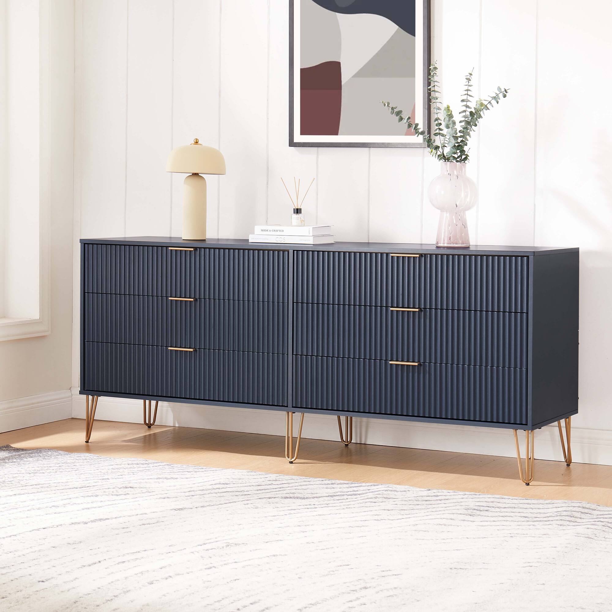 DUMBO 6-Drawer Low MDF Double Dresser