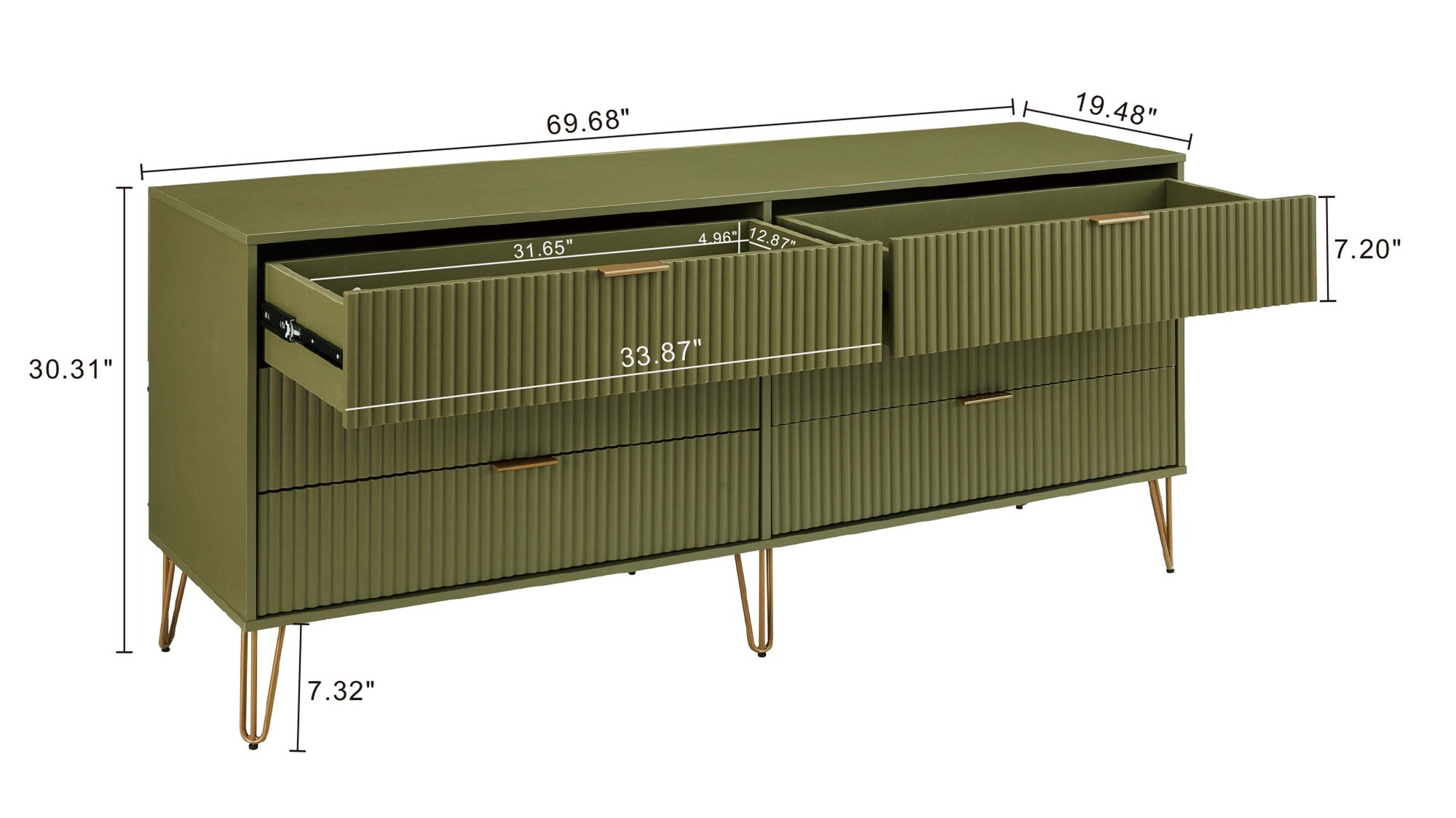 Manhattan Comfort DUMBO Olive Green Drawer Information