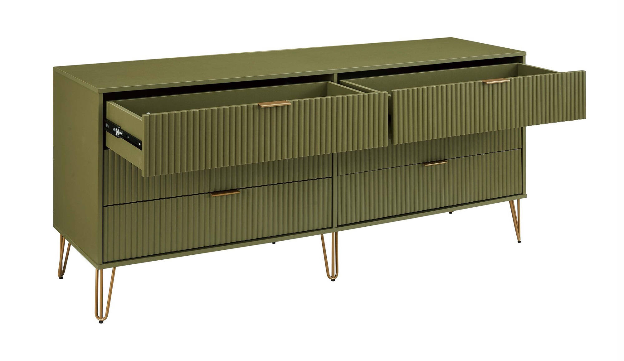 DUMBO 6-Drawer Low MDF Double Dresser, Olive Green