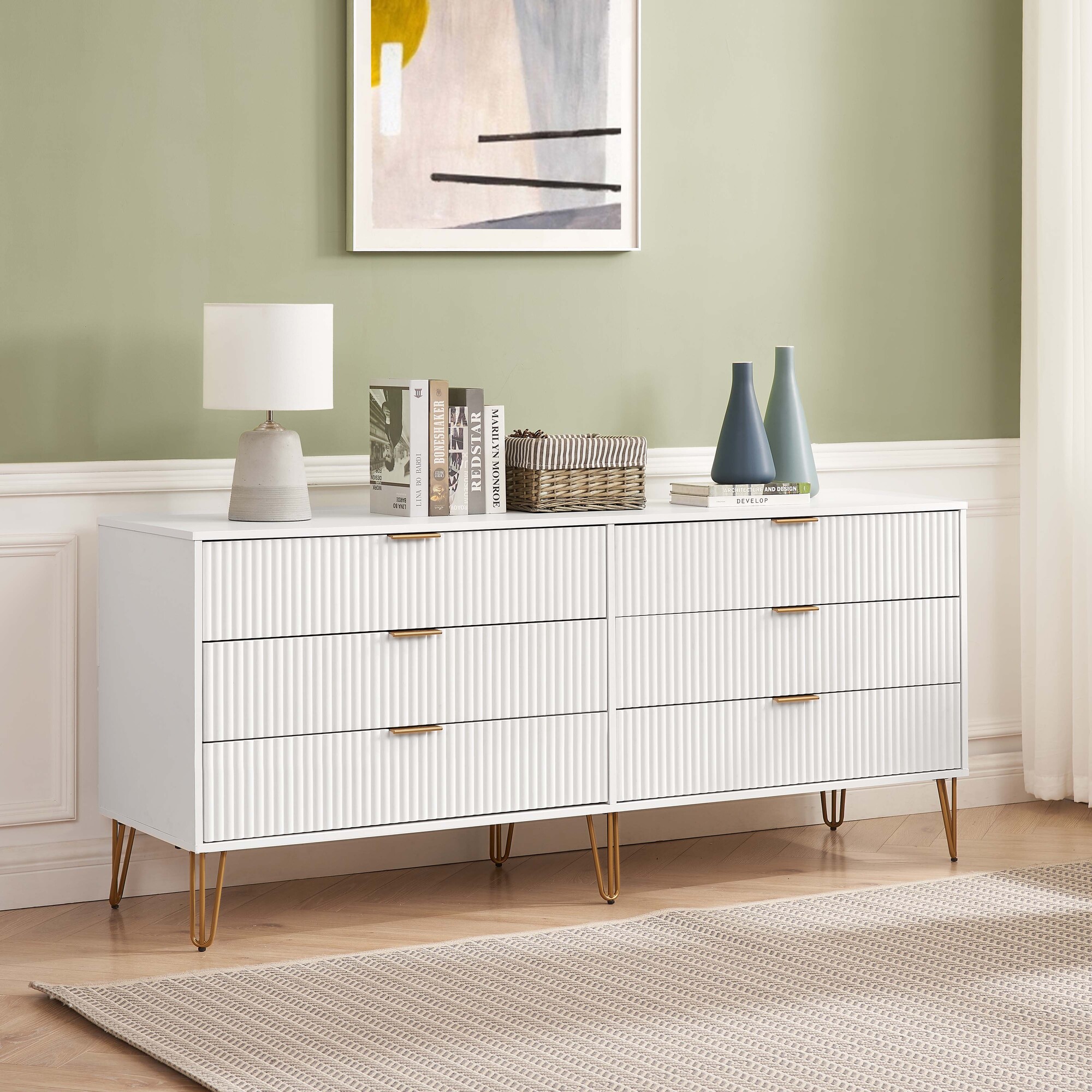 DUMBO 6-Drawer Low MDF Double Dresser