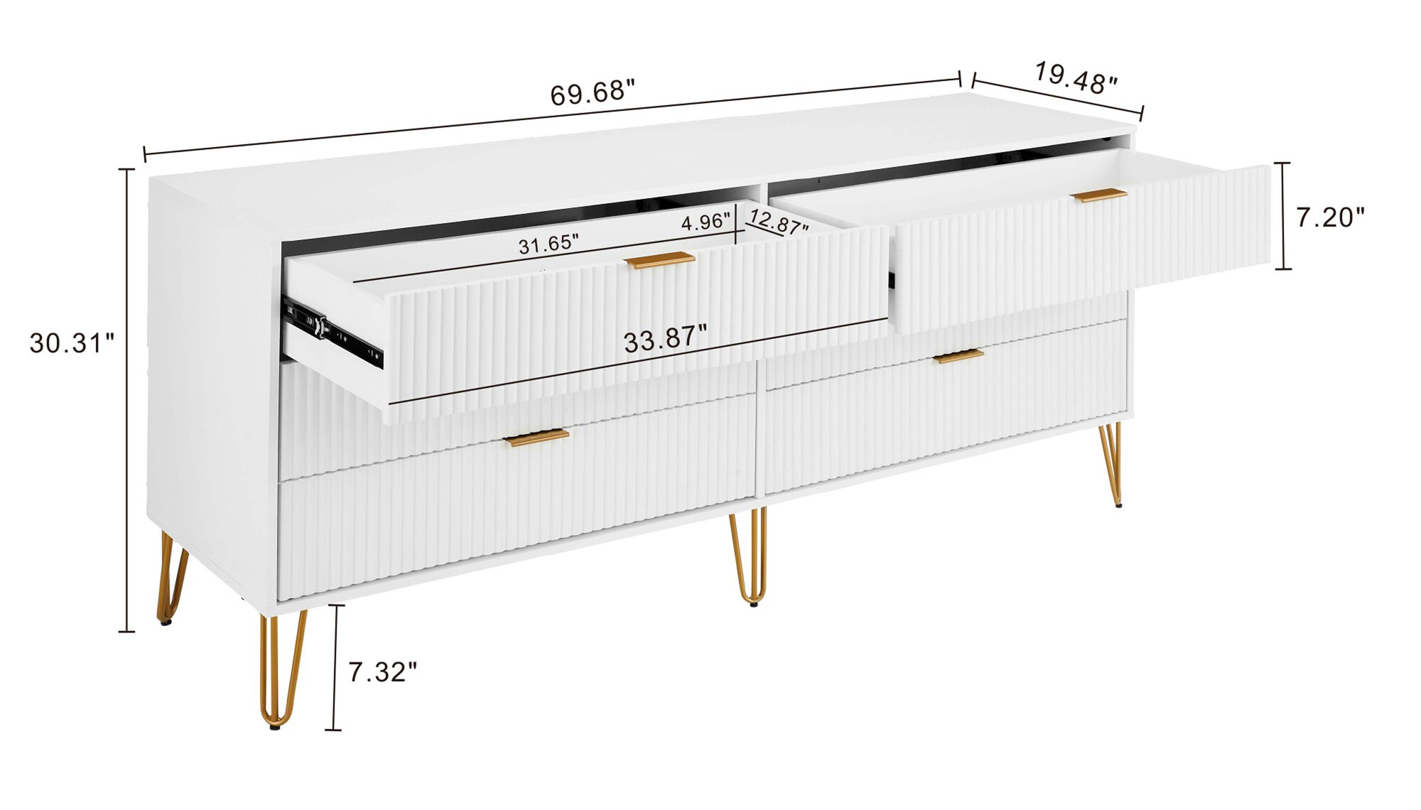 DUMBO 6-Drawer Low MDF Double Dresser
