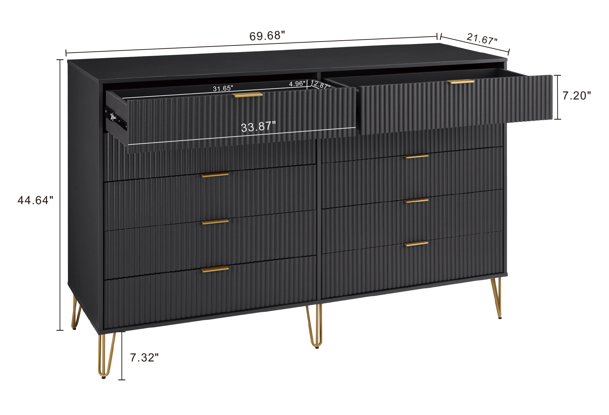 DUMBO 10-Drawer Tall MDF Double Dresser