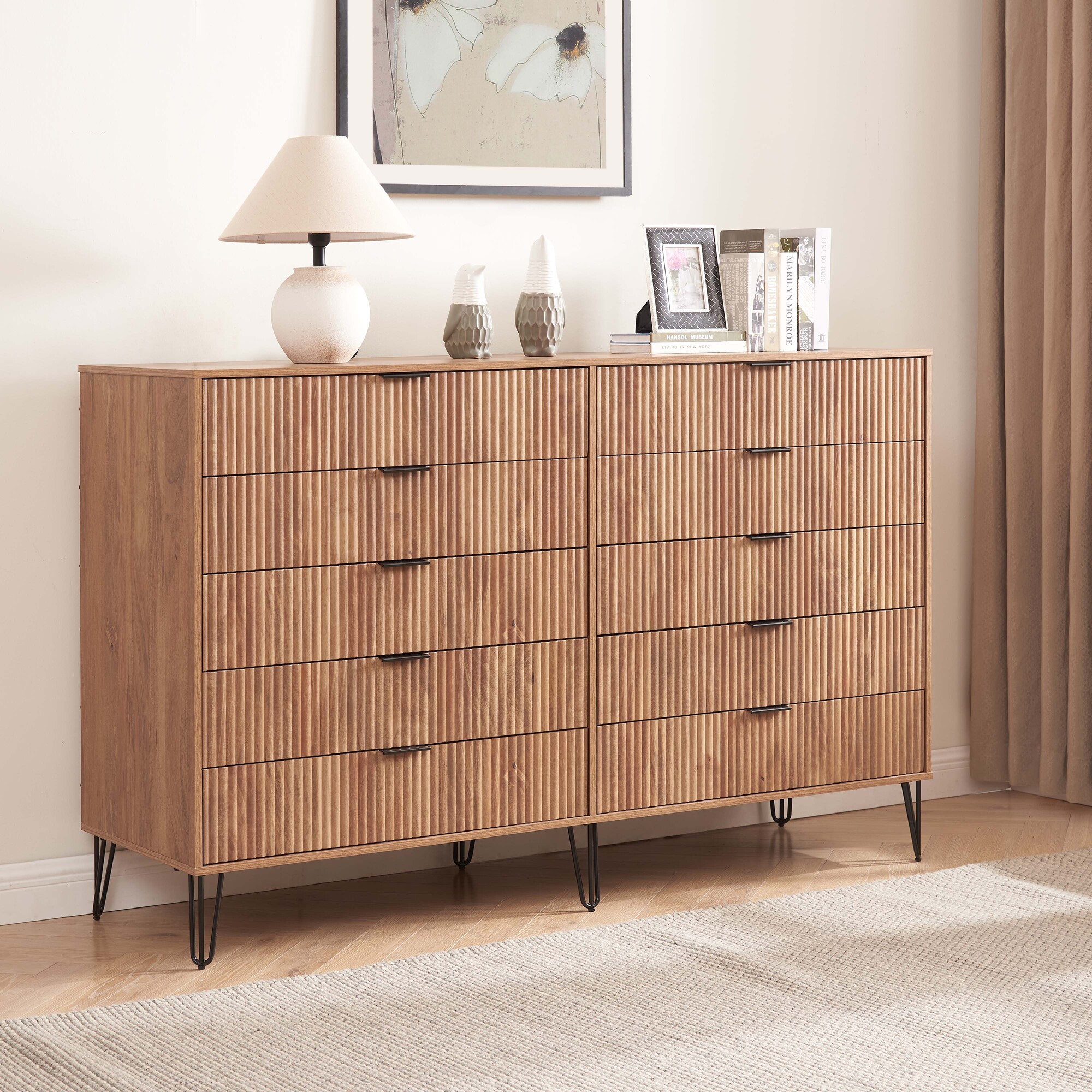 DUMBO 10-Drawer Tall MDF Double Dresser