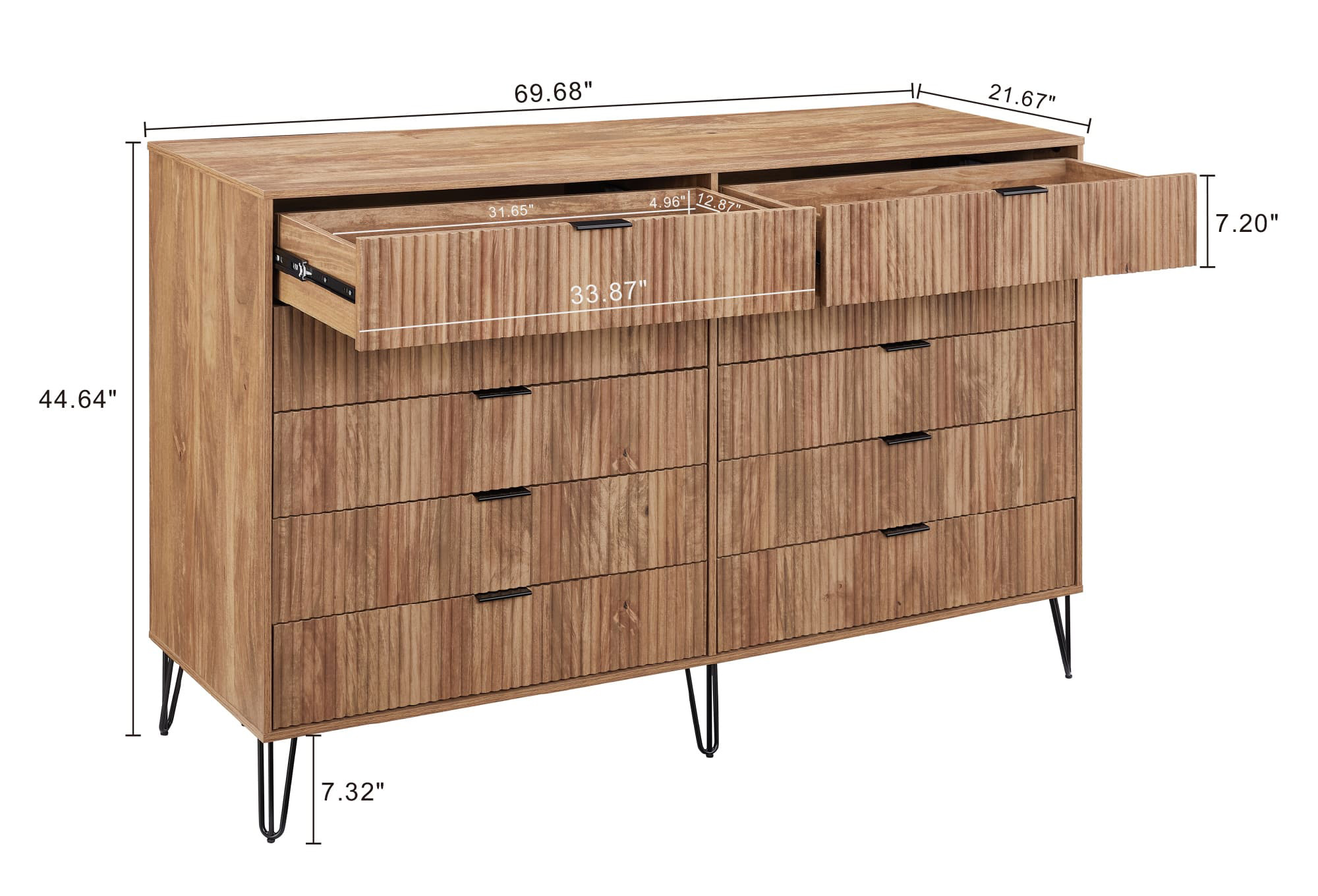 DUMBO 10-Drawer Tall MDF Double Dresser